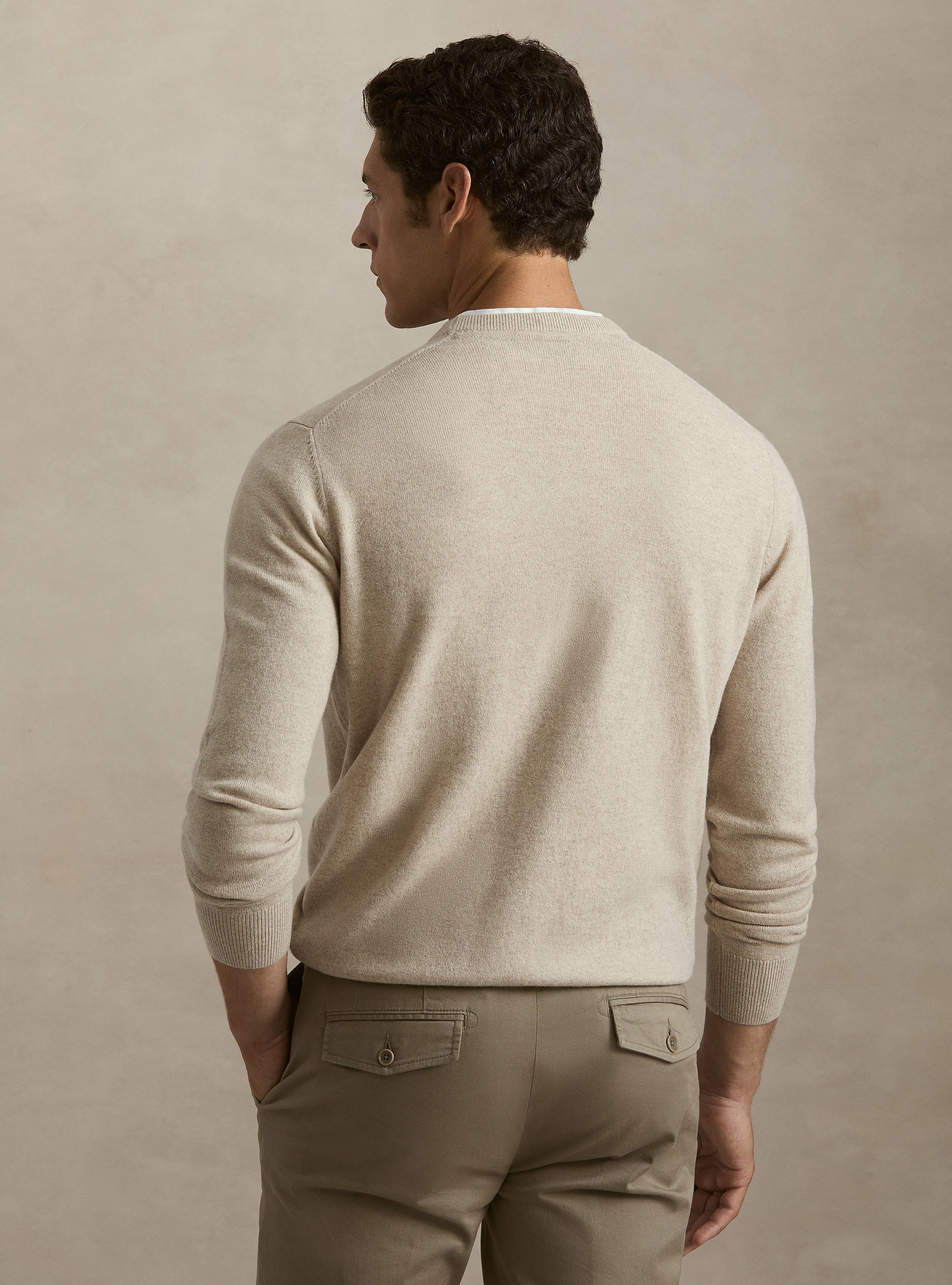 Pull col rond en lambswool et cachemire, &Atilde; CRU