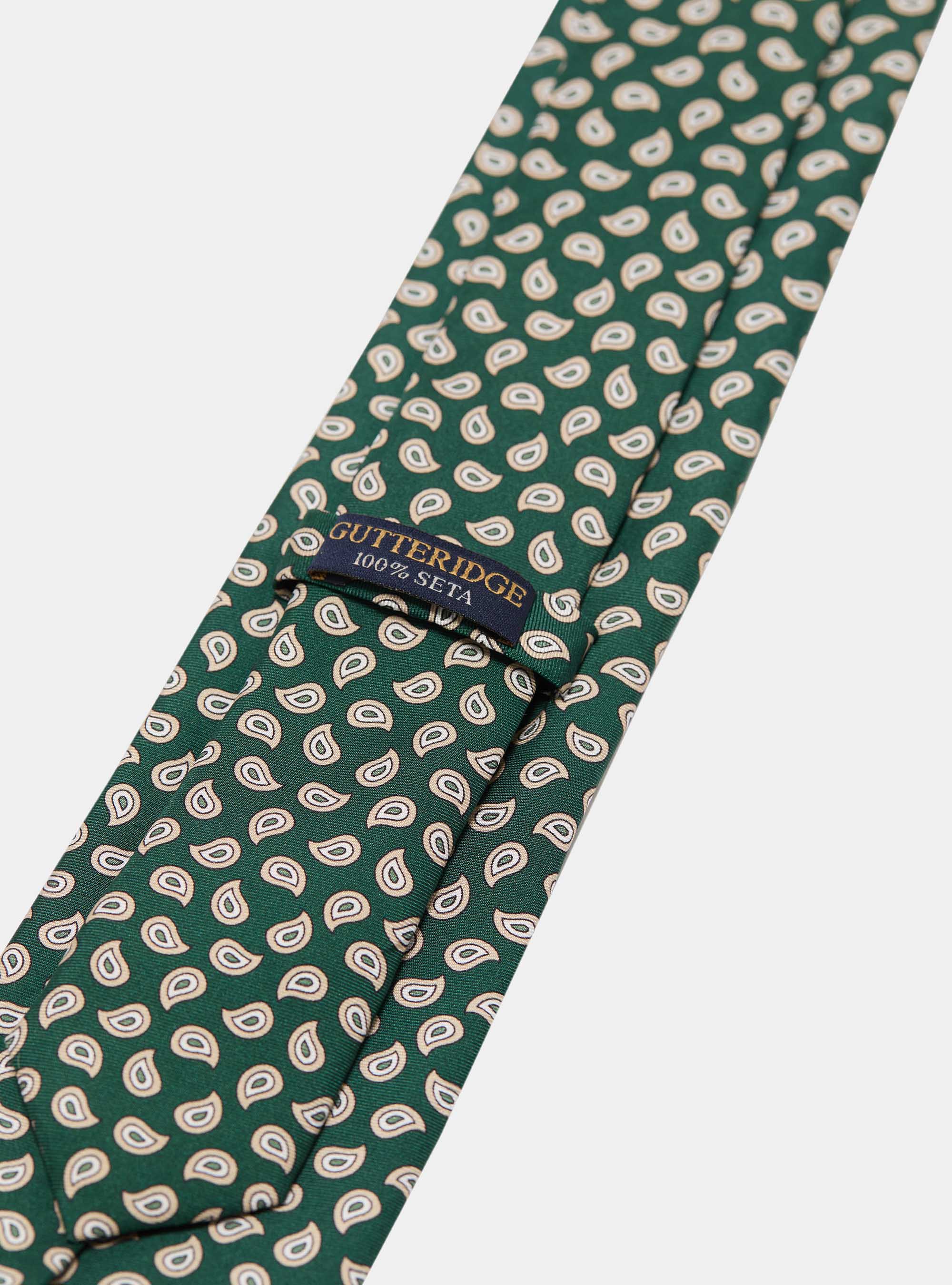 Paisley-patterned silk tie, GREEN