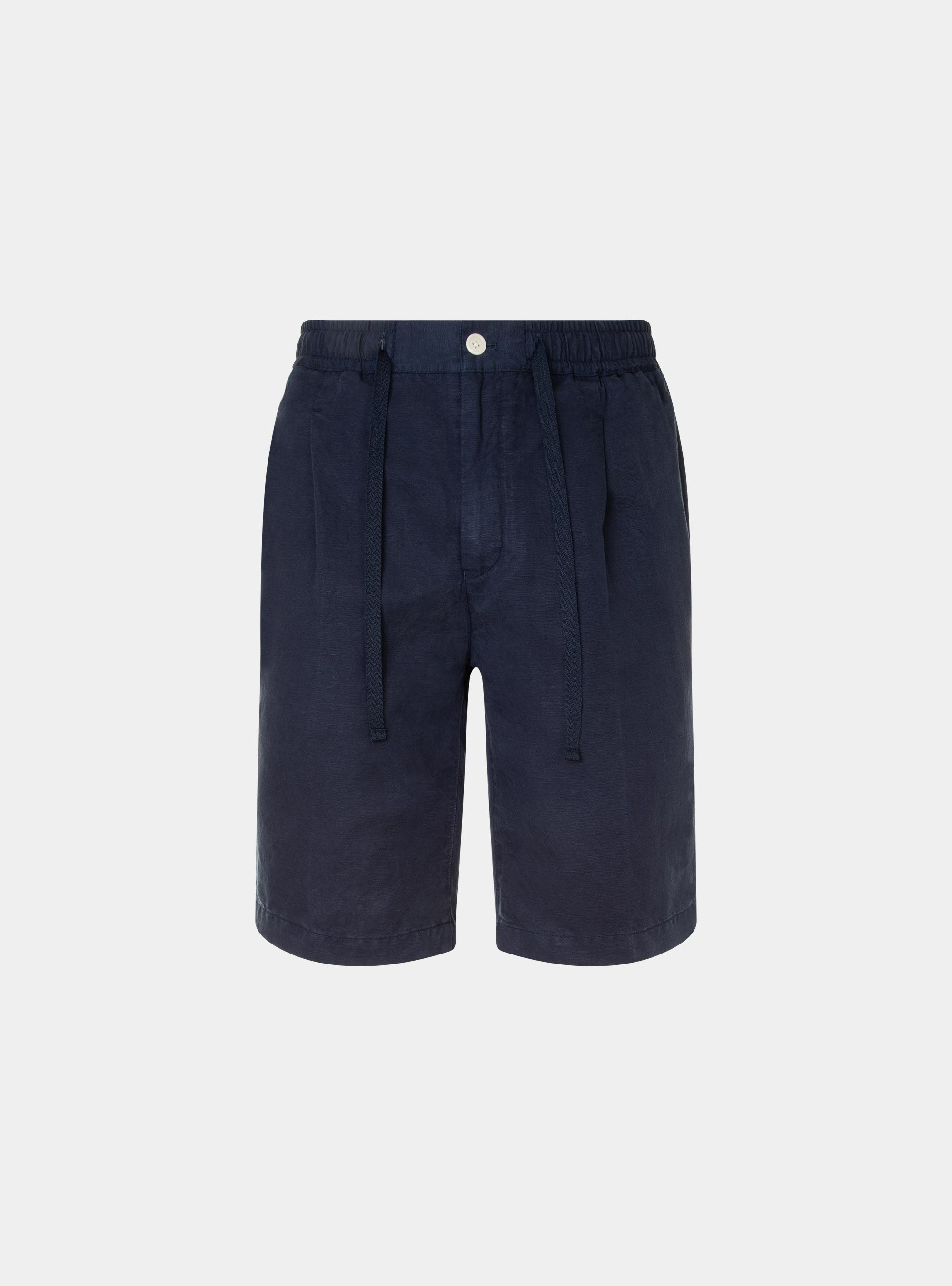Garment-dyed bermuda shorts with drawstrings, NAVY BLUE