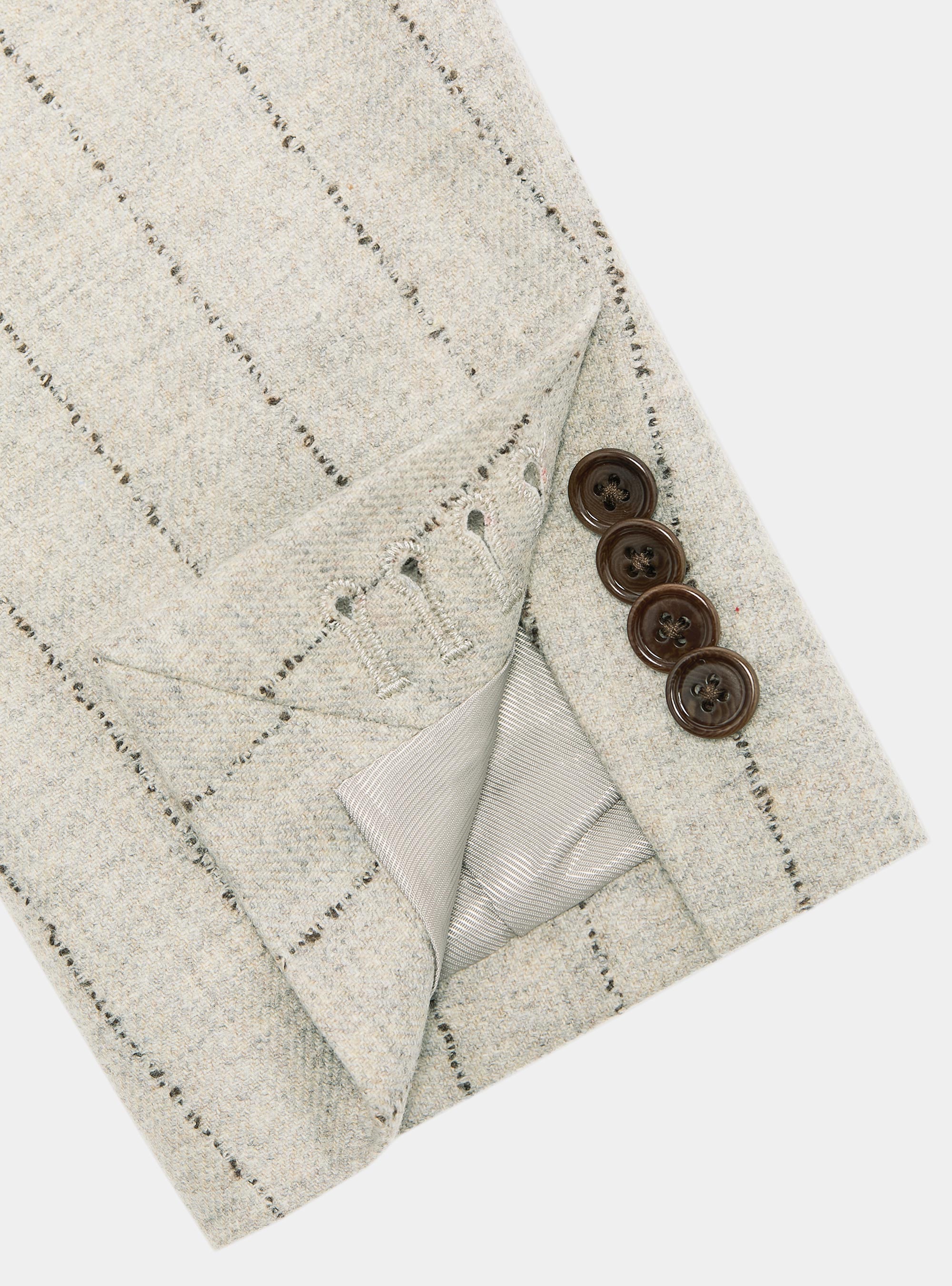 Giacca per abito gessato in lana cashmere, ECRU