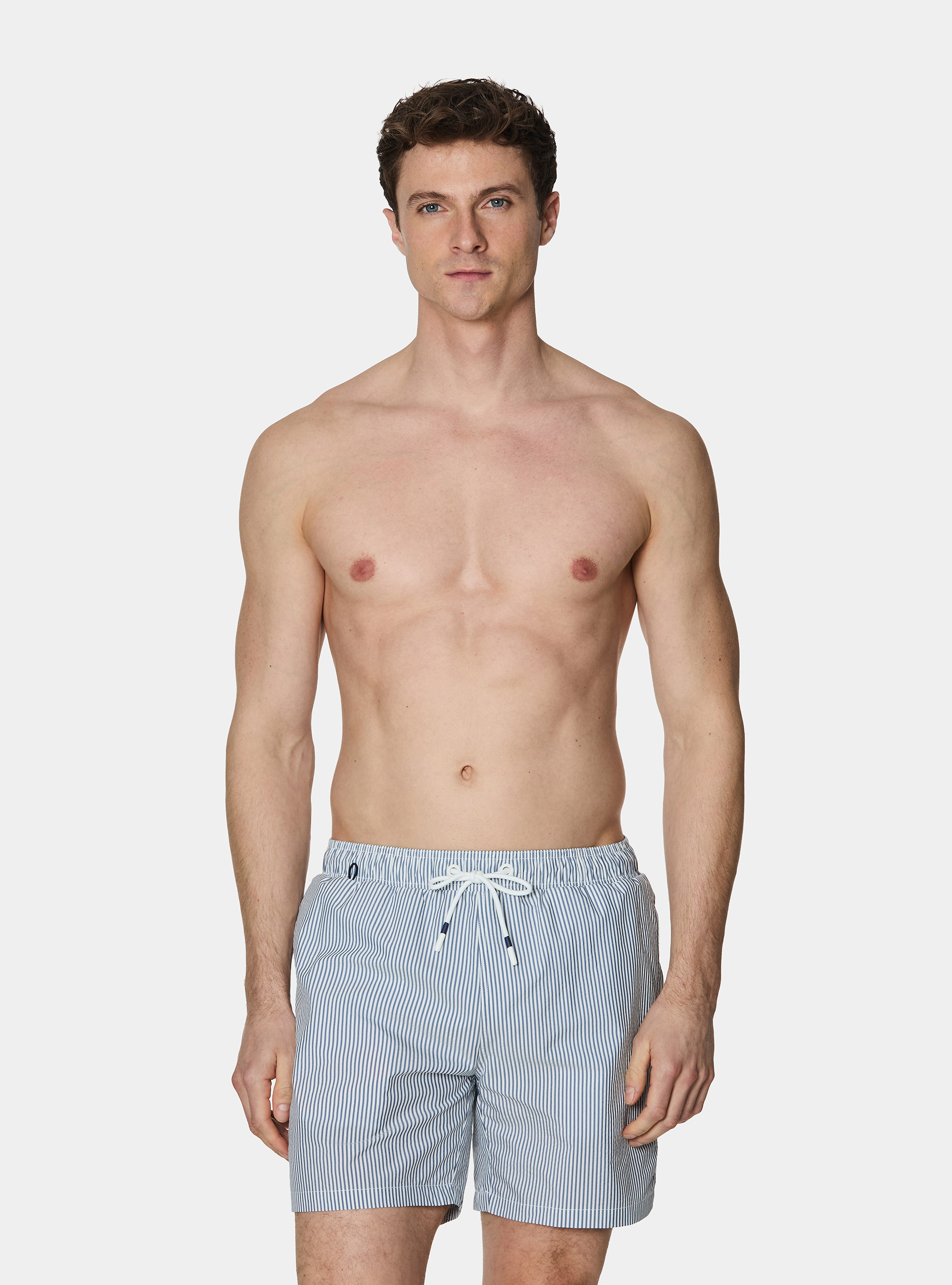 Seersucker striped swimwear, BLUE