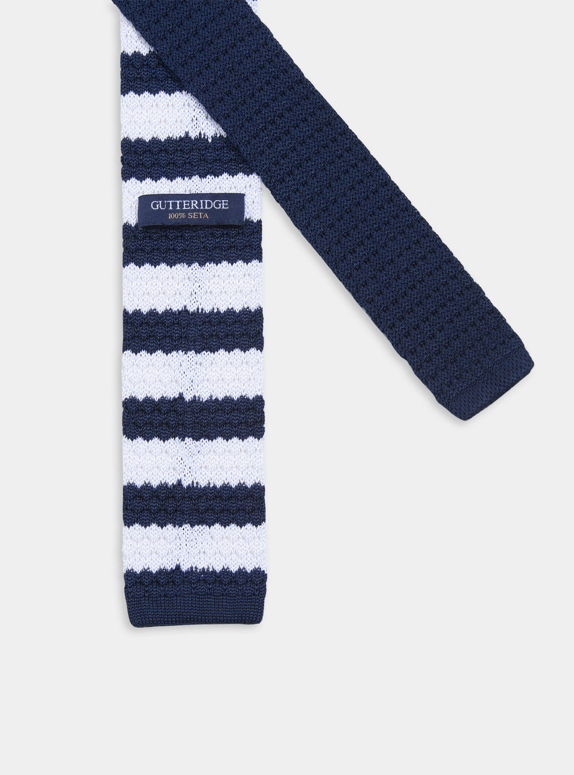 Striped knit tie, NAVY BLUE
