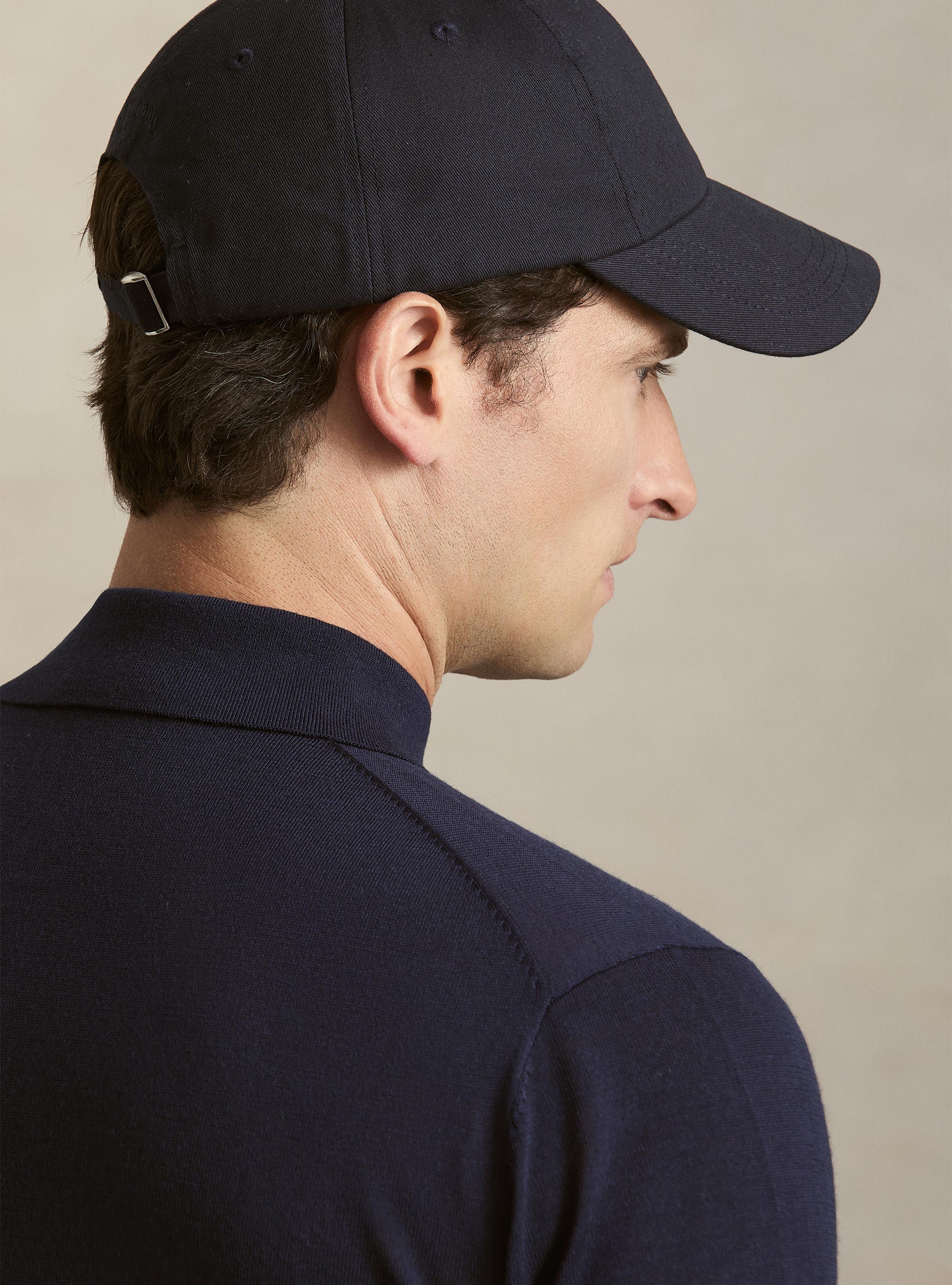 Polo de punto de lana merina extrafina, AZUL MEDIO