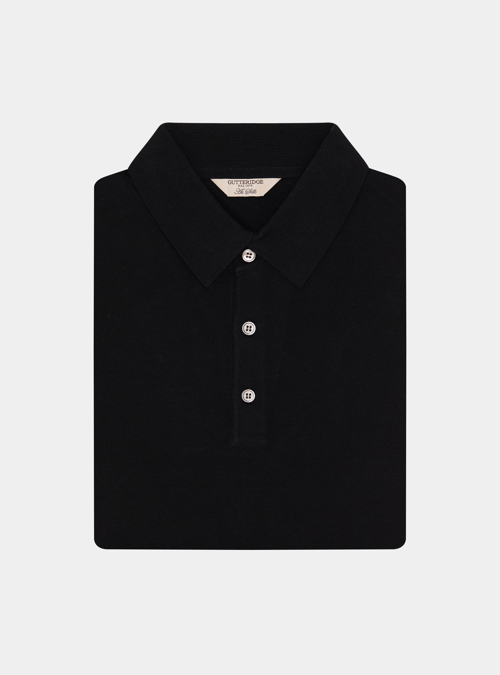 Polo de algod&oacute;n y seda, NEGRO