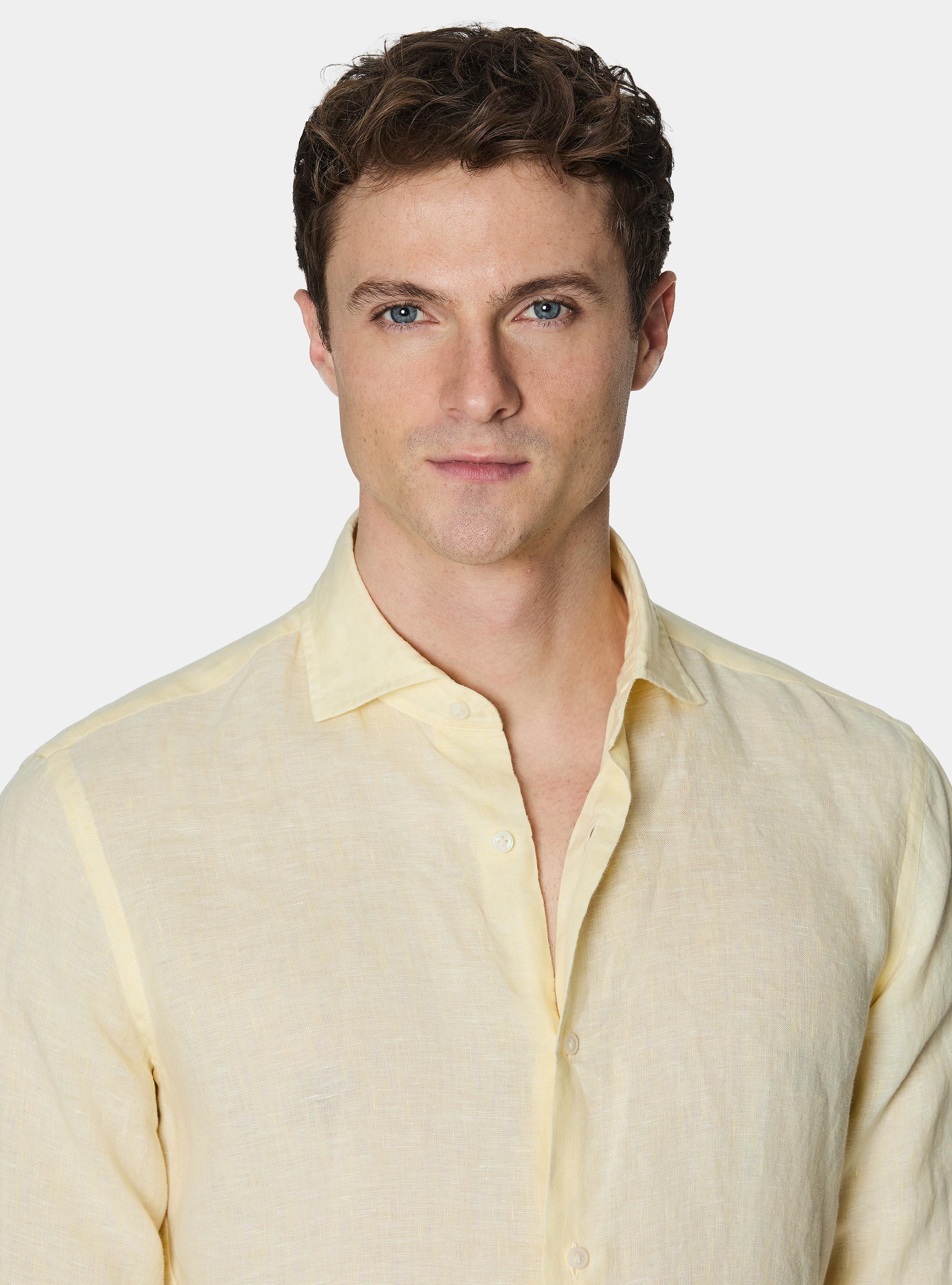 Camisa de lino puro, GIALLO CHIARO 0784C