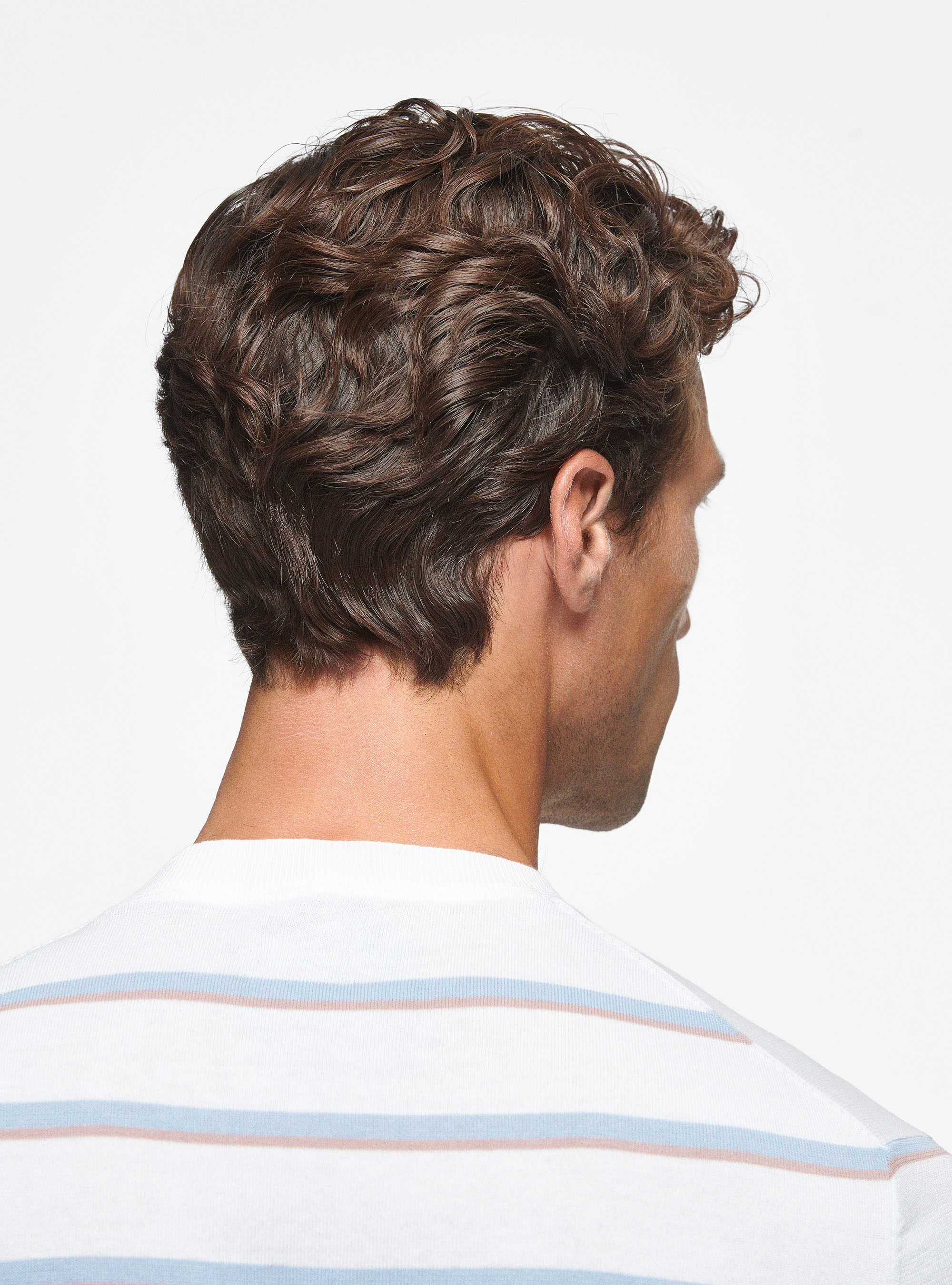 Maglia girocollo in cotone rigato, BIANCO