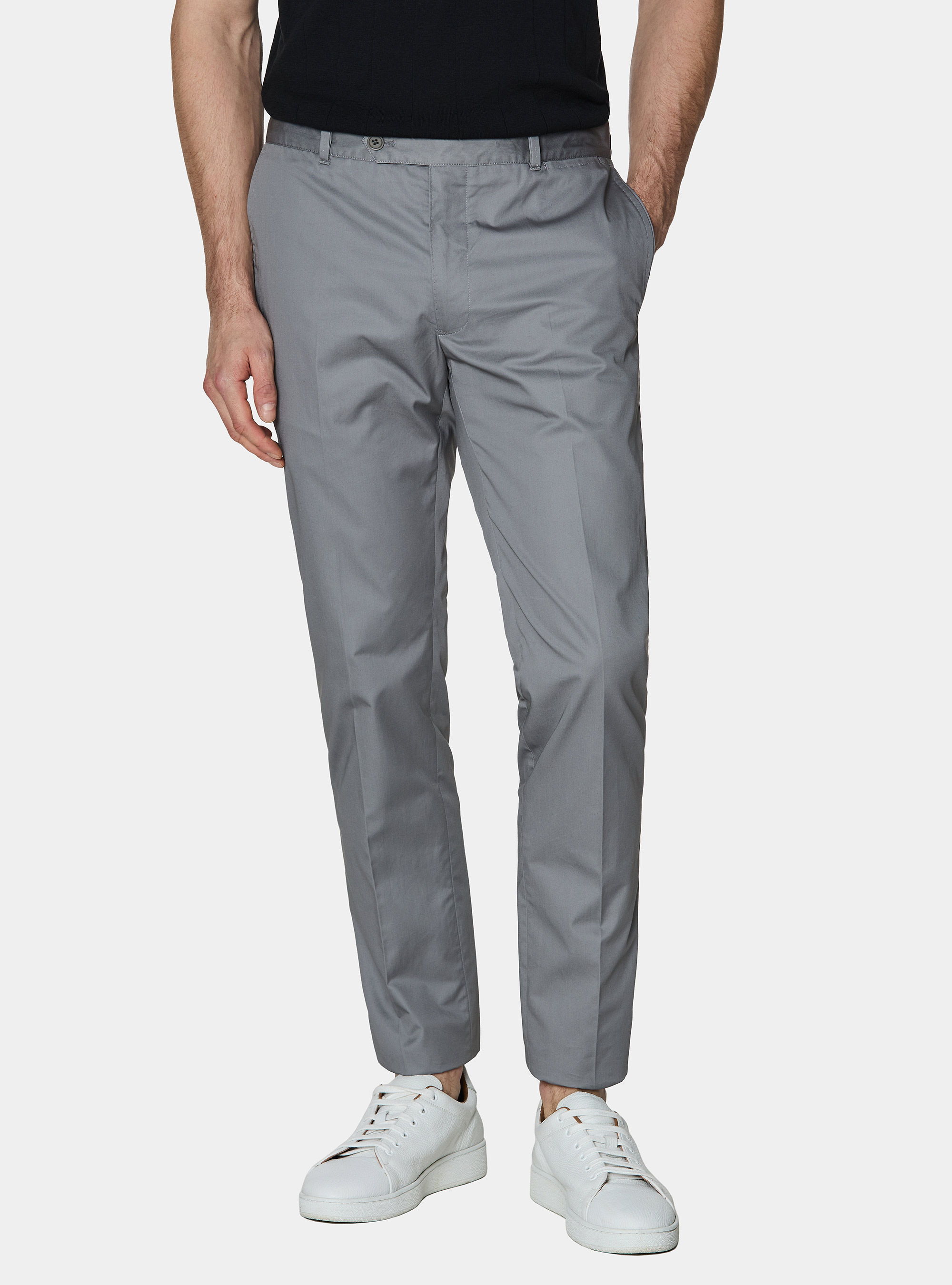 Pantaloni chino in twill leggero, GRIGIO CHIARO