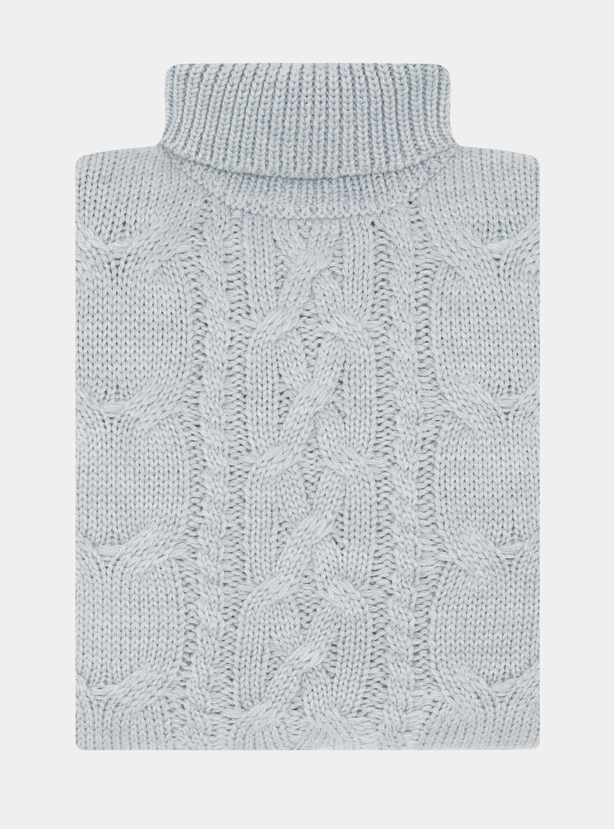 Wool-blend turtleneck sweater with braid, LIGHT GREY MELANGE