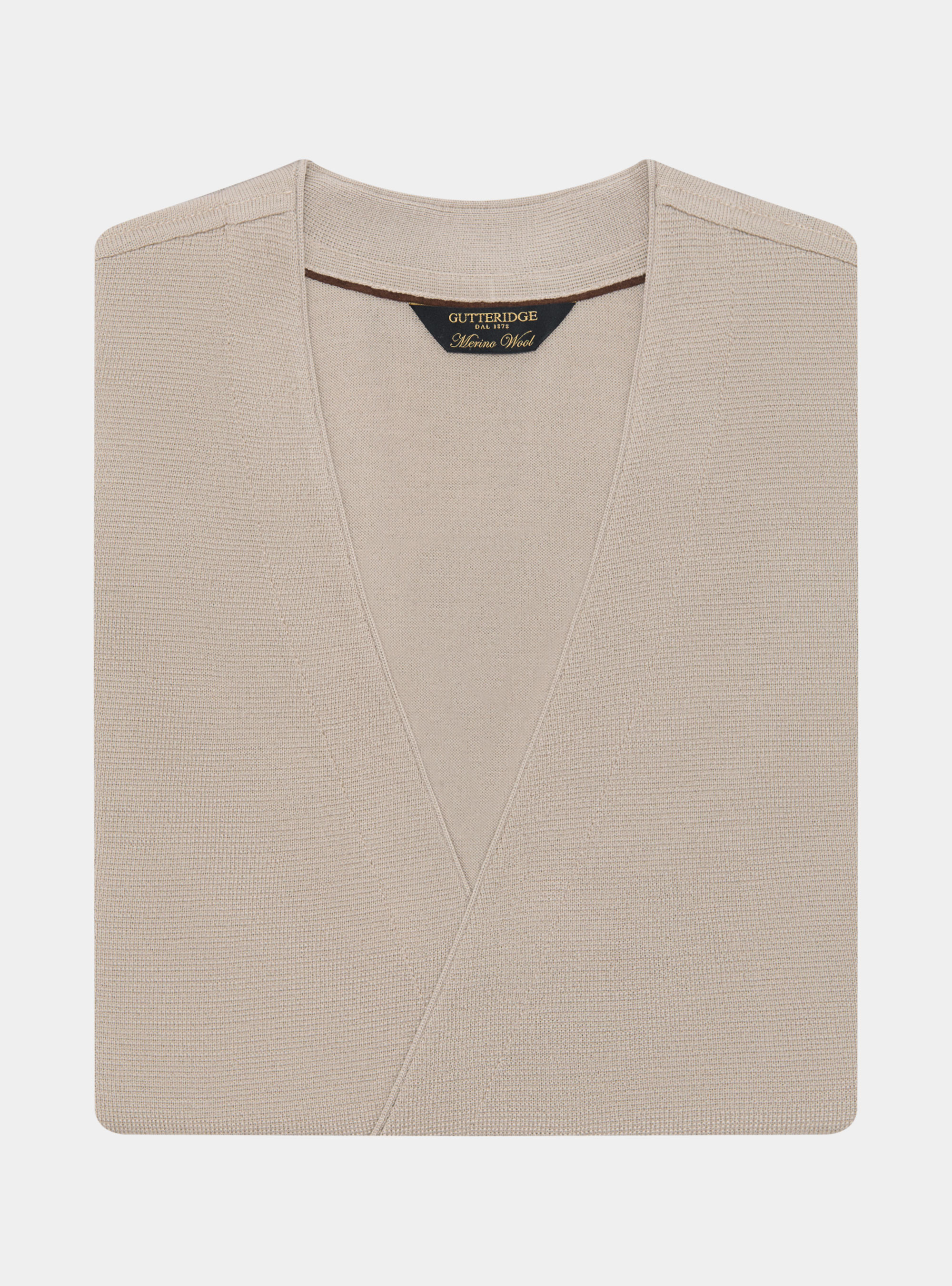 Gilet in maglia doppiopetto in pura lana merino extrafine, SABBIA