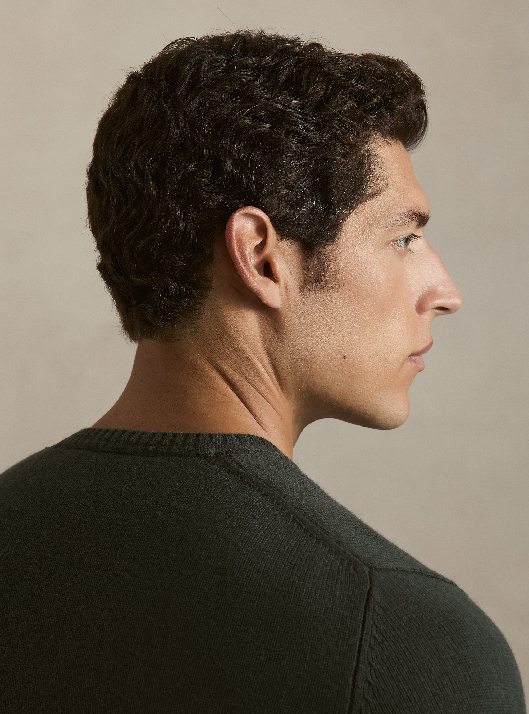 Maglia girocollo in misto lana e cashmere, MILITARE 0609C