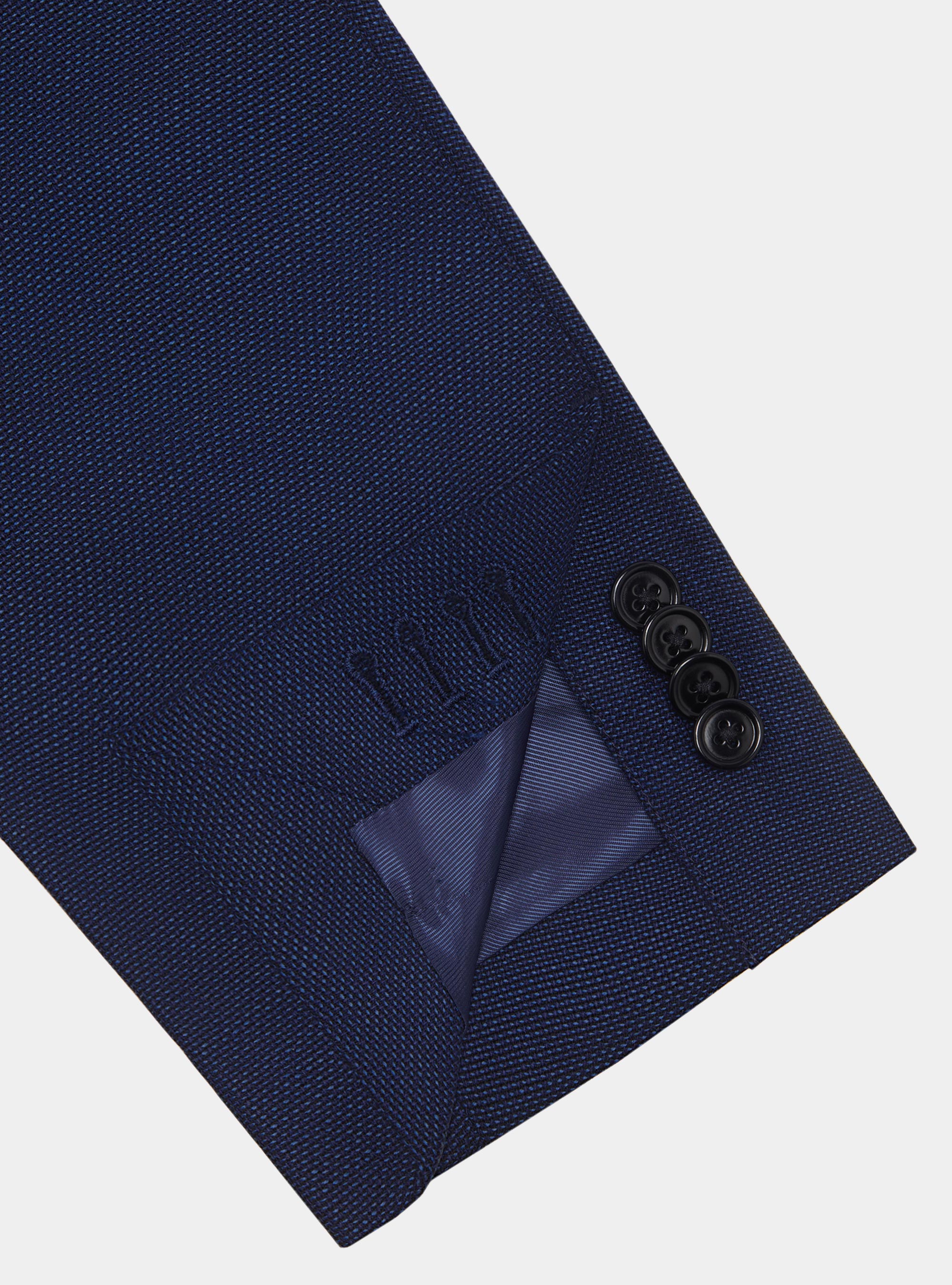 Micro-textured pure wool blazer, BLUE