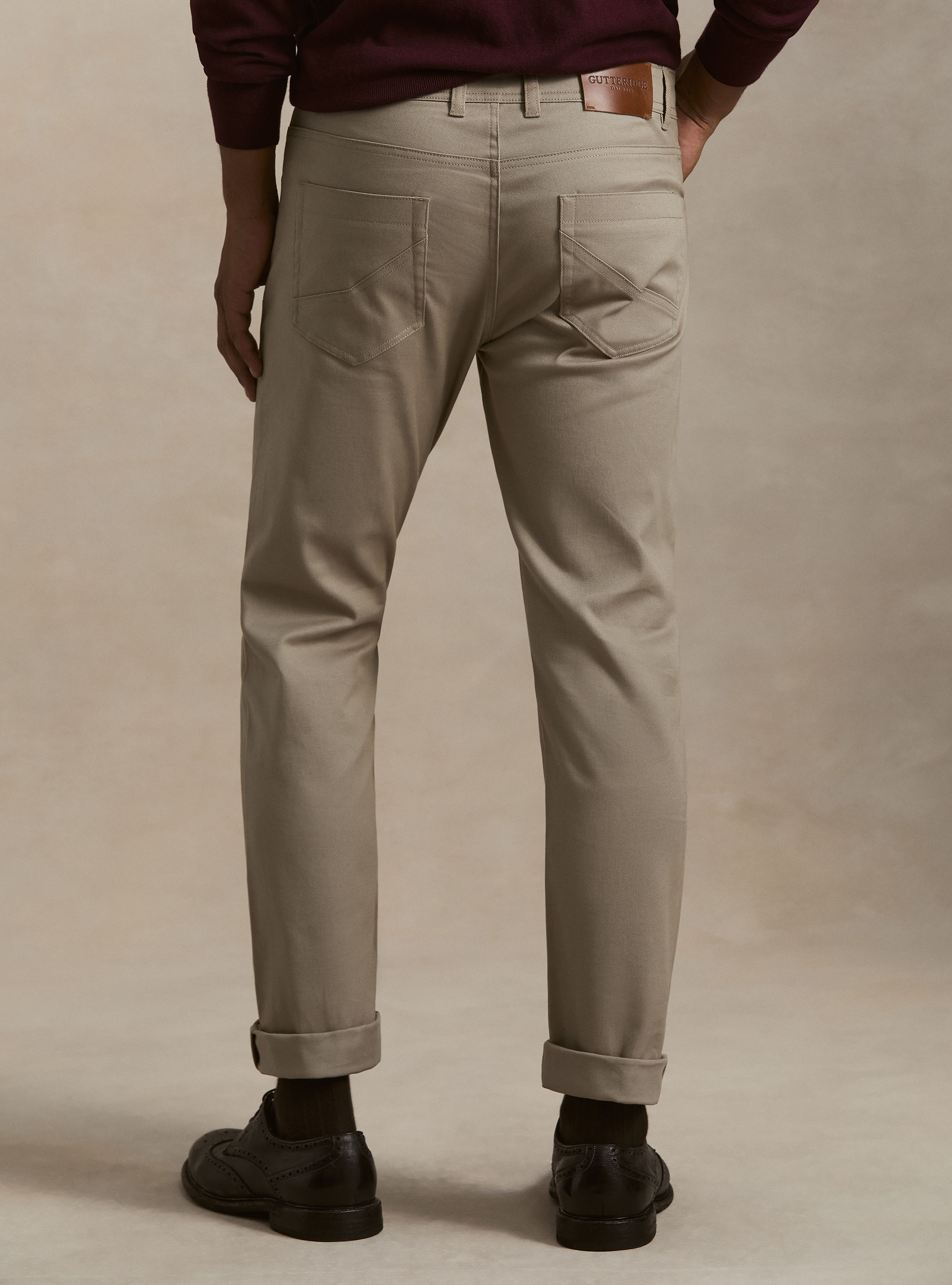 Pantalones 5 bolsillos de mezcla de algod&oacute;n labrado, FANGO 0568C