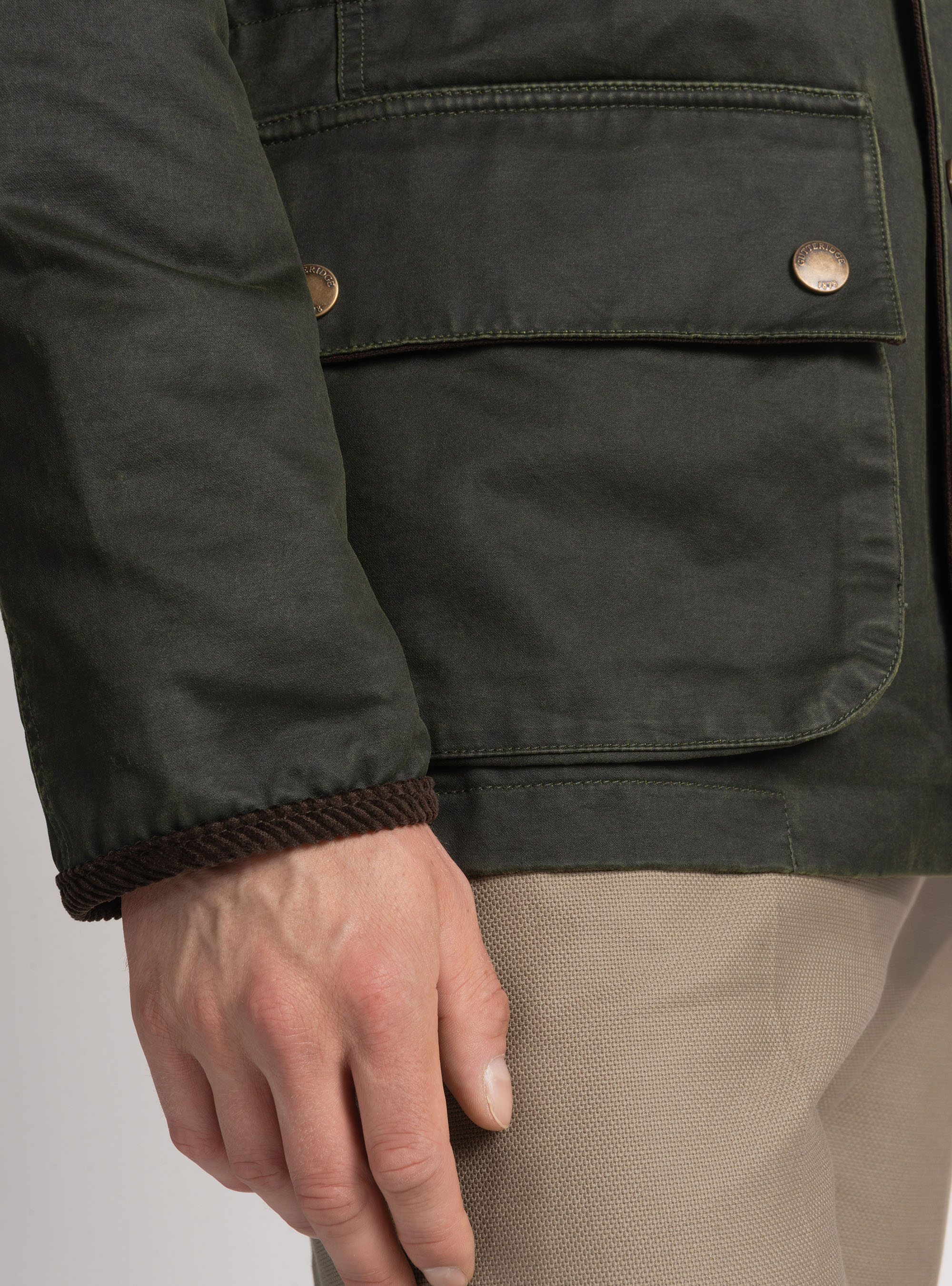 Field jacket de algod&oacute;n encerado, VERDE
