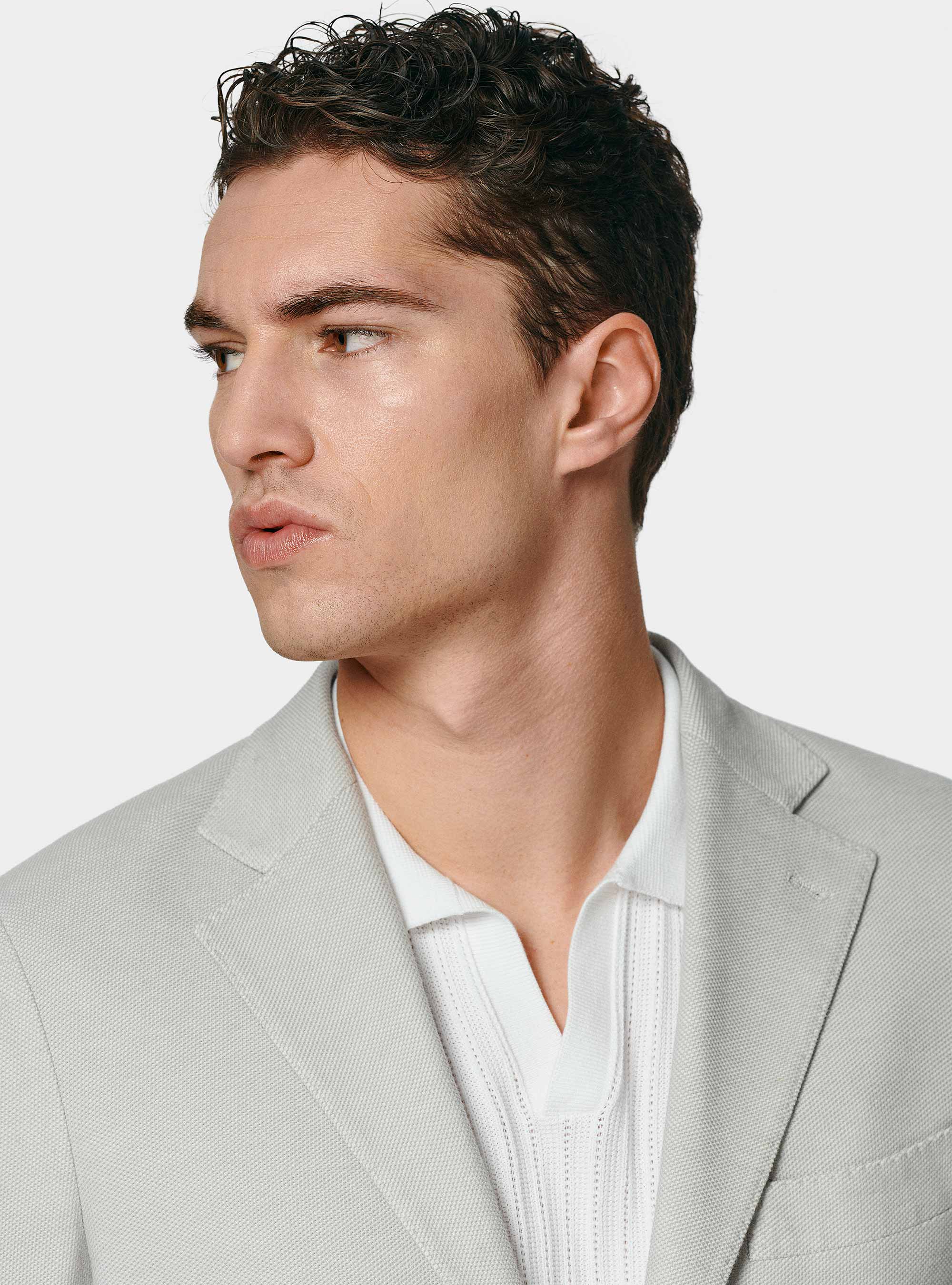 Giacca in jersey nido d'ape in misto cotone, GRIGIO CHIARO 0256C