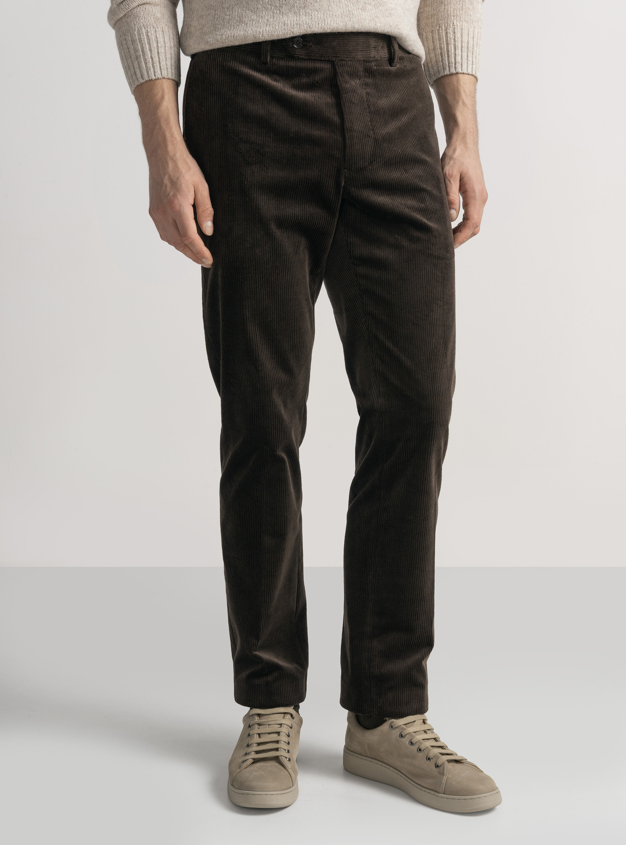 Pantal&oacute;n de terciopelo el&aacute;stico Duca Visconti di Modrone, MARRON