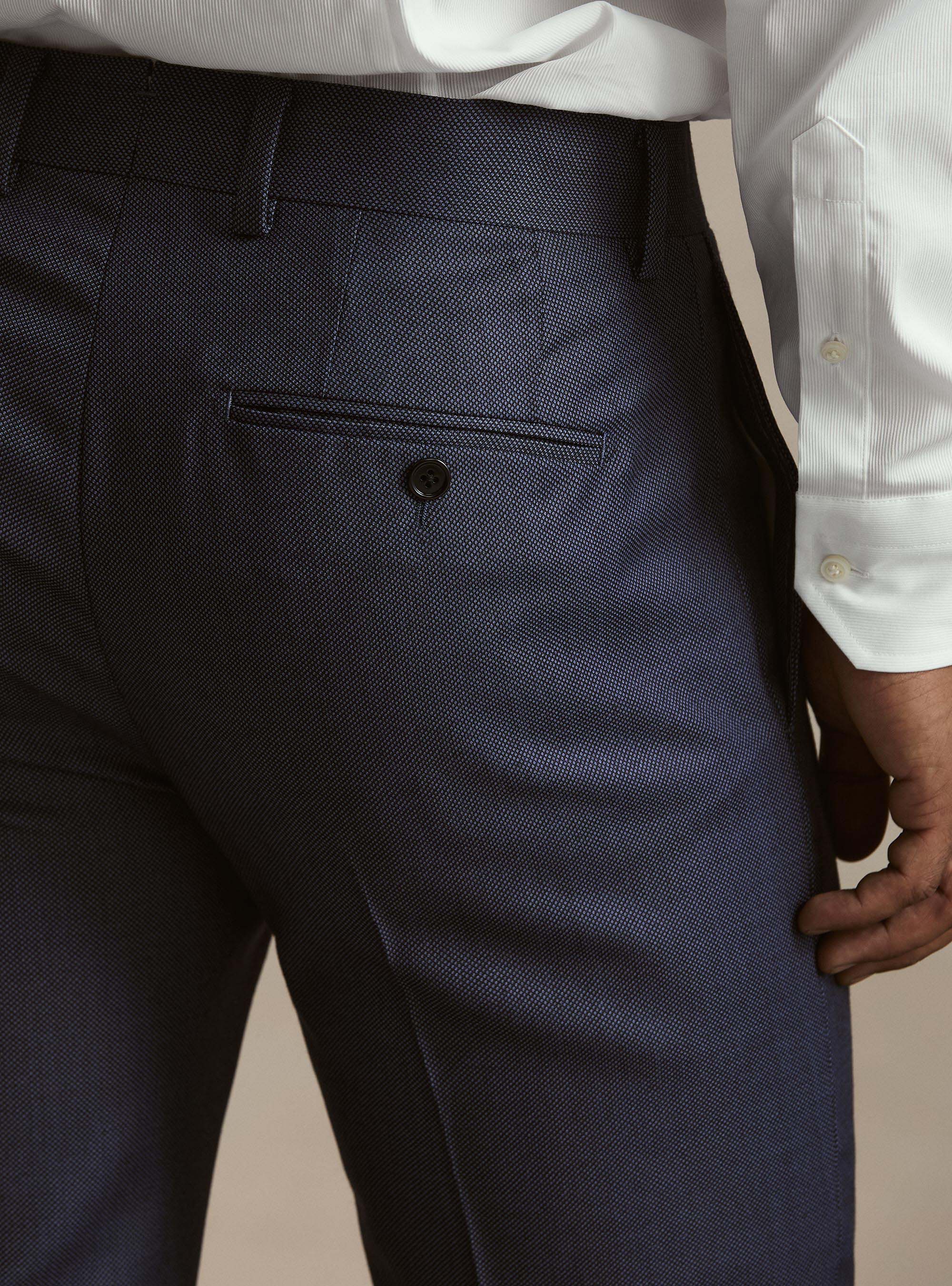 Pantalones de traje de pura lana ojo de perdiz Vitale Barberis Canonico, AZUL TINTA