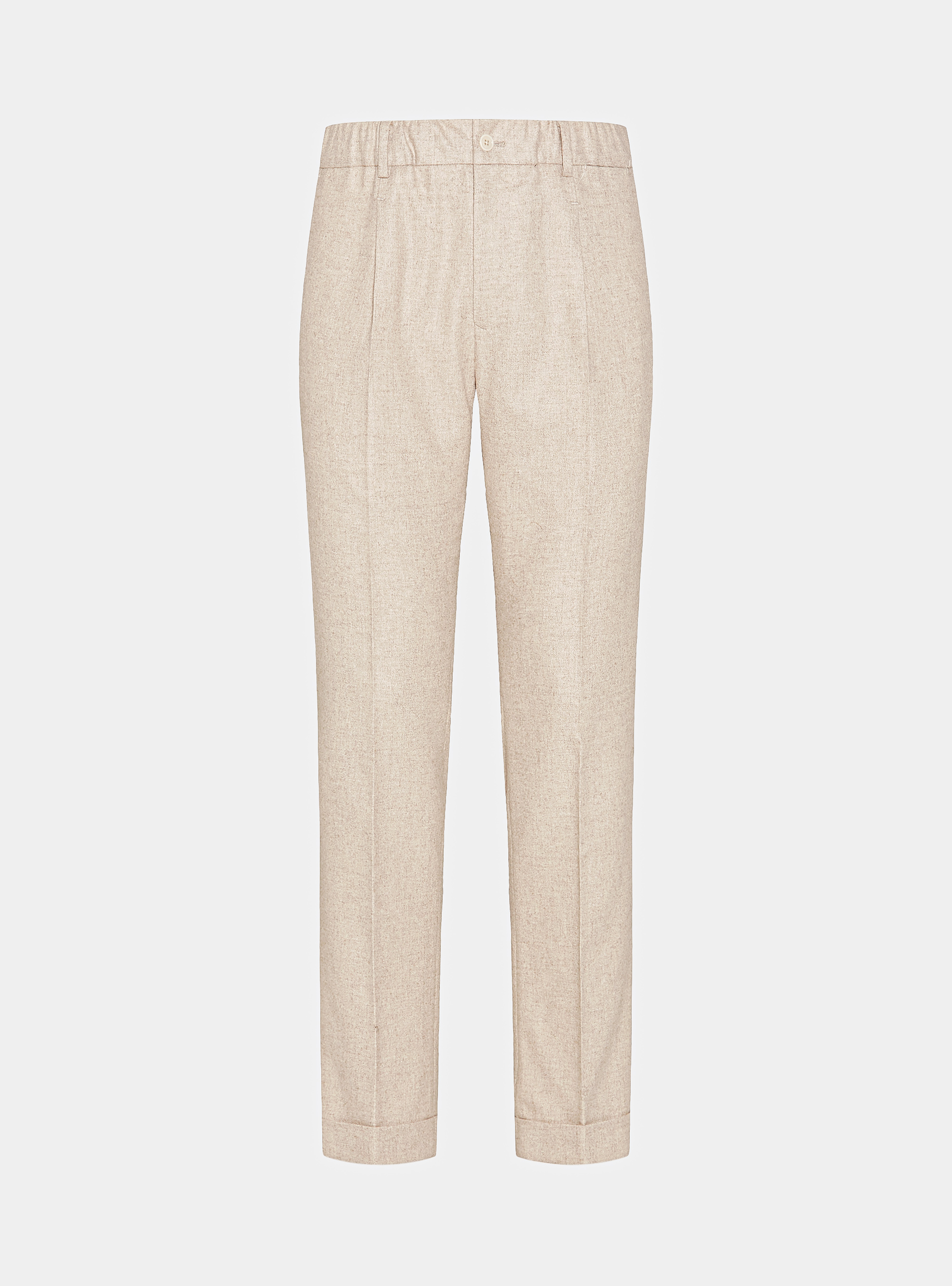 Lightweight wool-blend pleat and drawstring trousers, ECRU