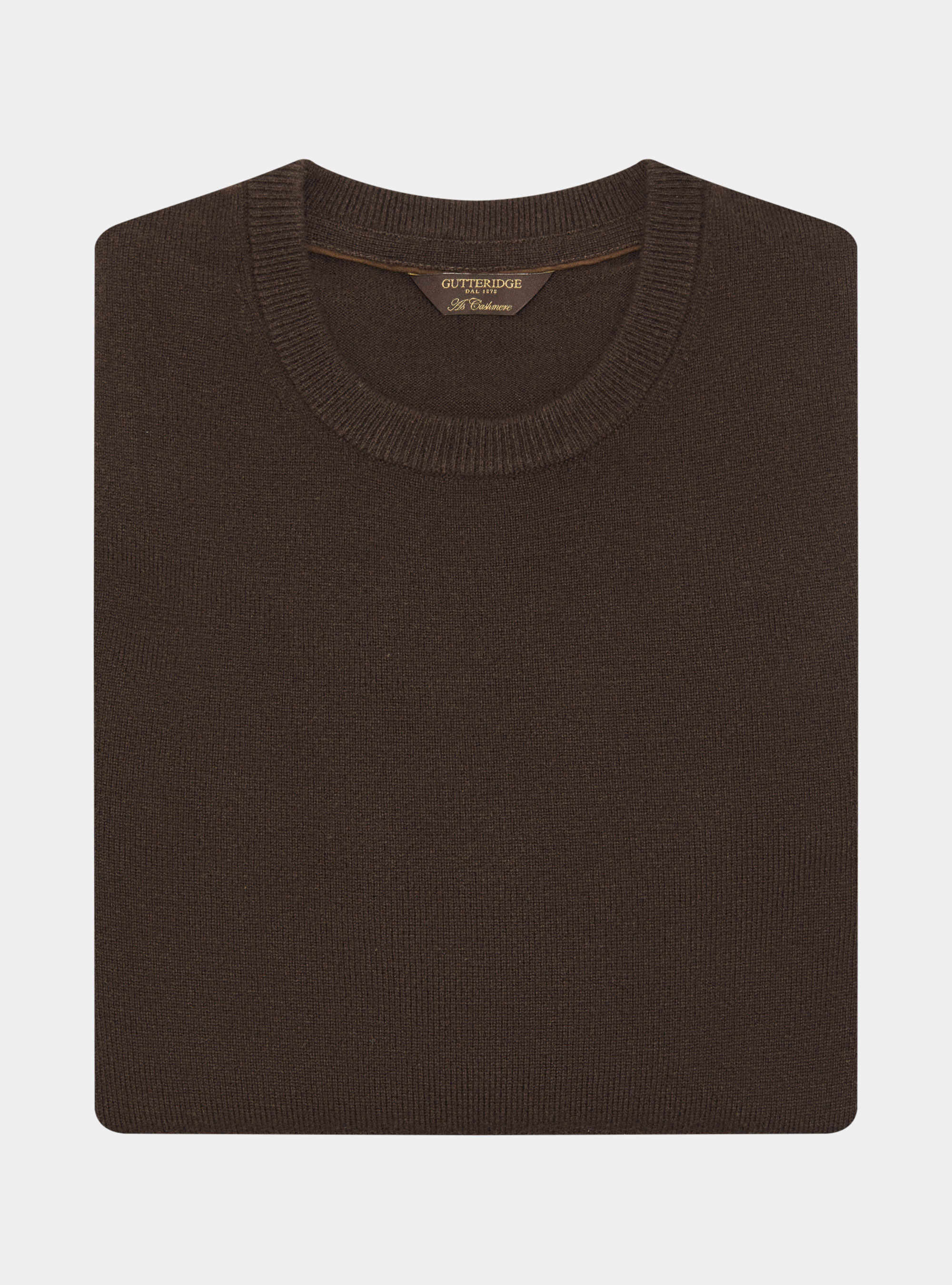 Lambswool and cashmere crew-neck sweater, BROWN