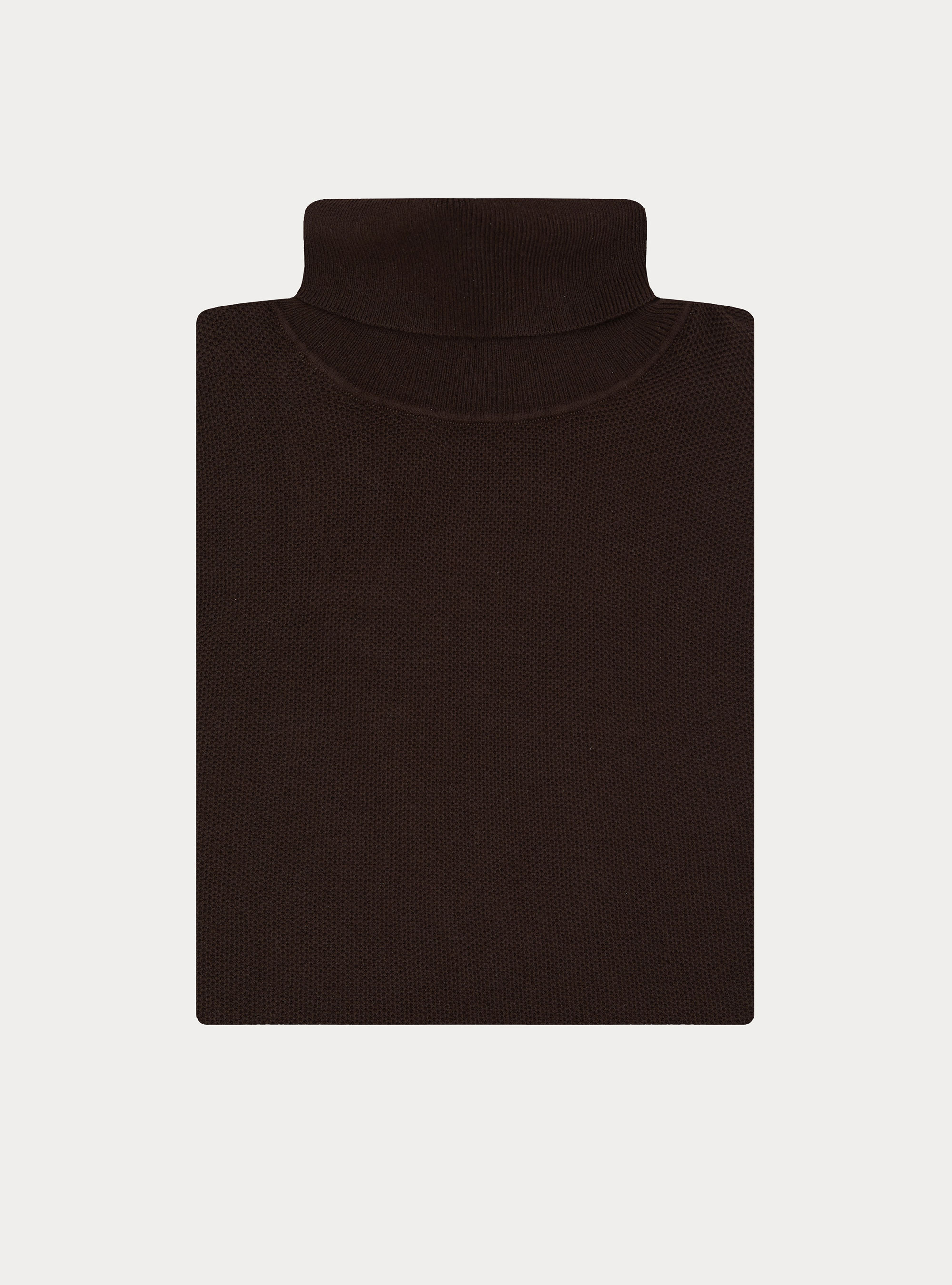 Waffelstrick-Rollkragenpullover, MARRONE 0507C