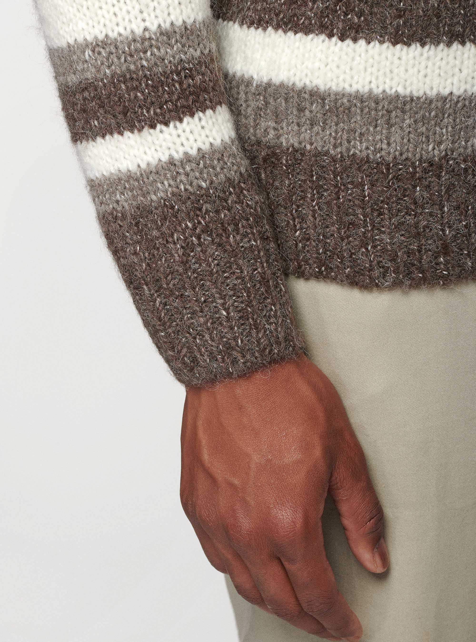 Striped sweater in alpaca wool blend, MUD