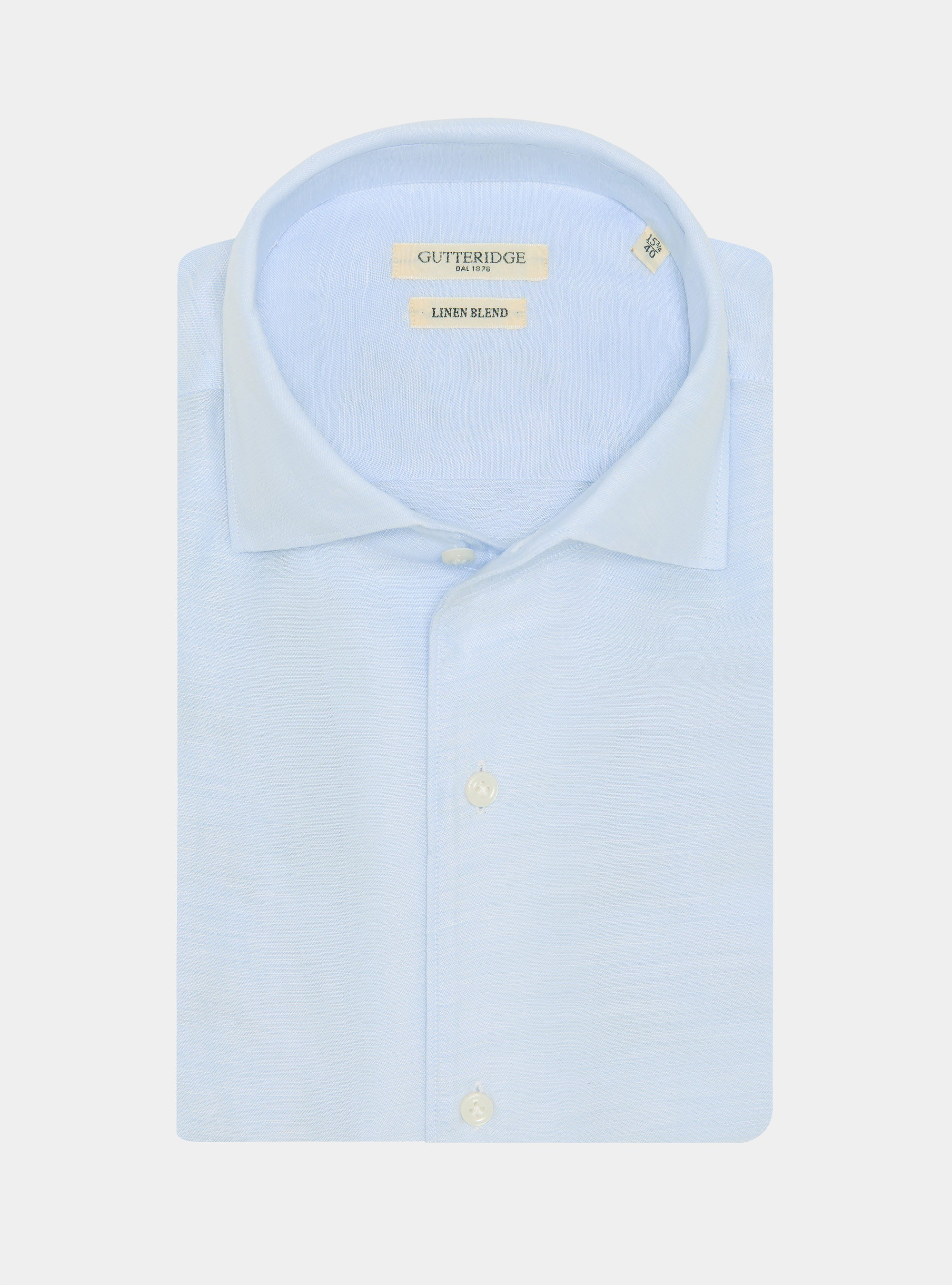 Leinenmischhemd mit Beleg, AZZURRO 0276C
