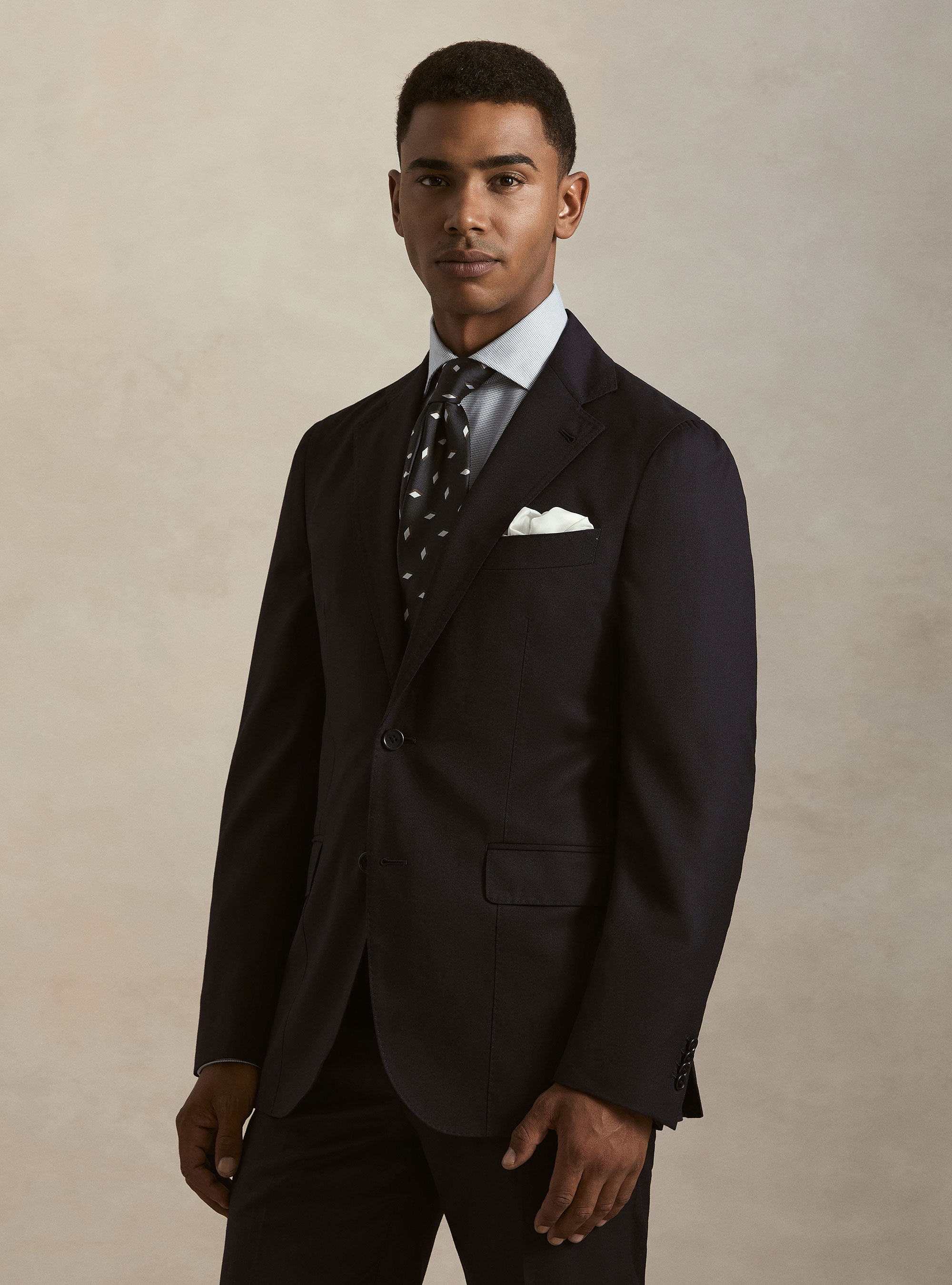Wool flannel suit blazer, NAVY BLUE