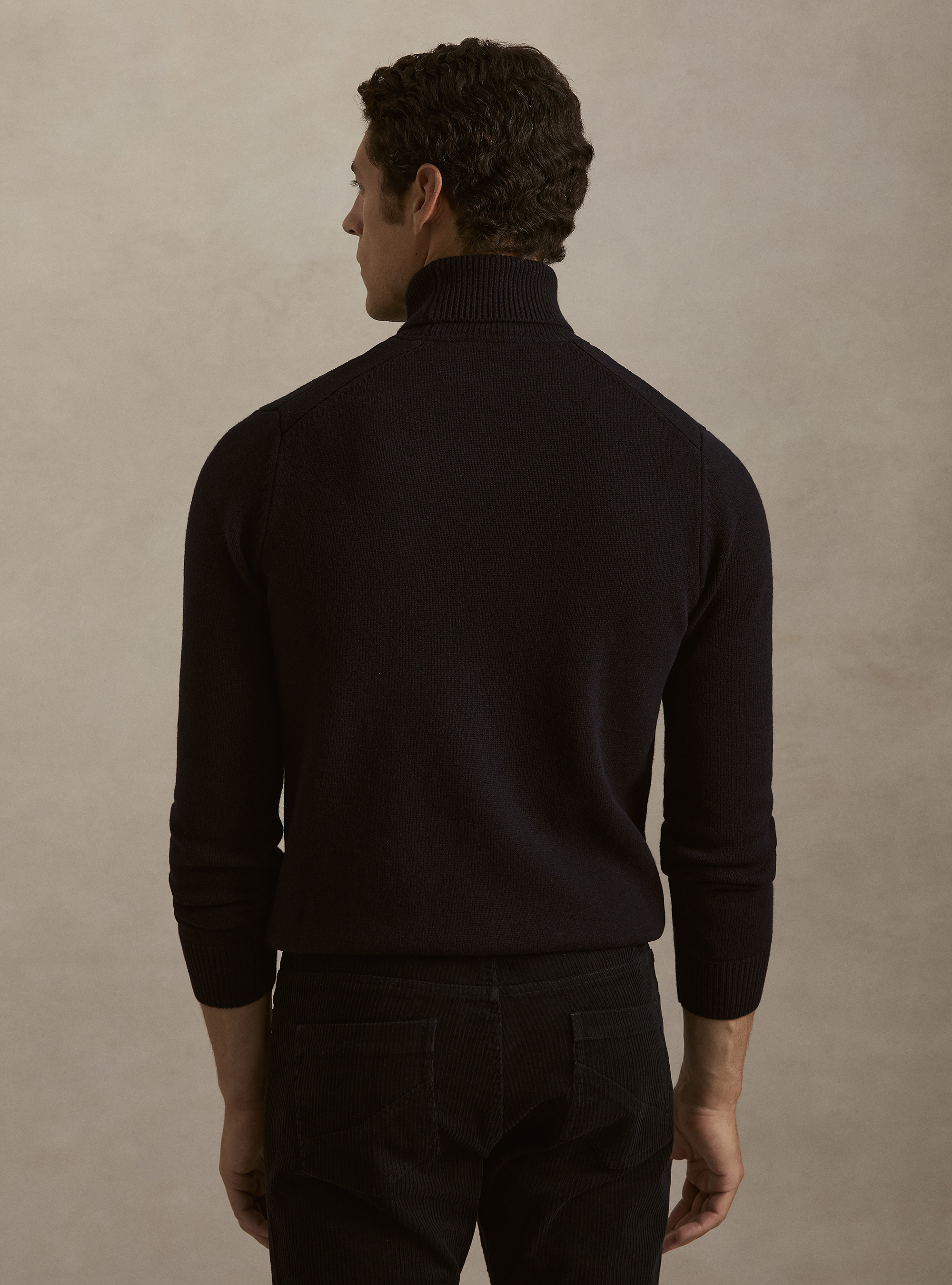 Rollkragenpullover aus Merinowolle, NAVY 0218C