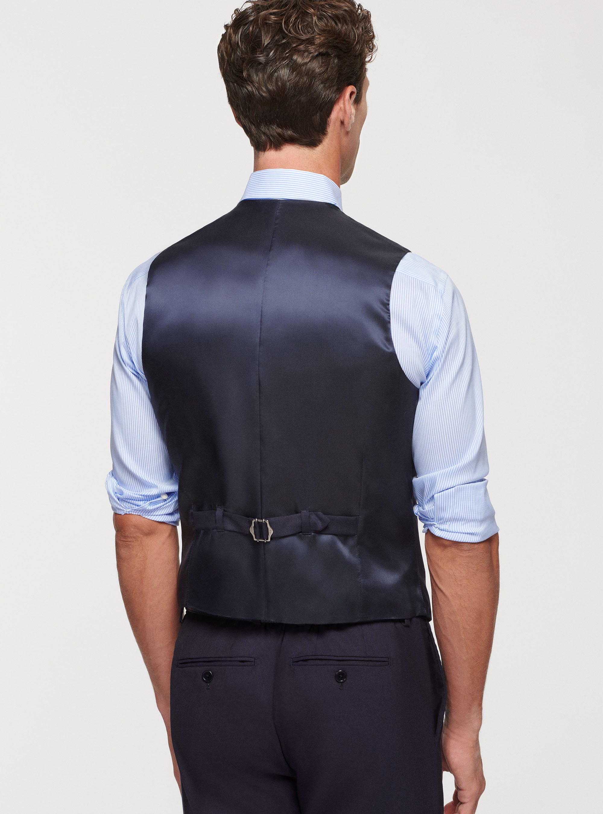 Reda 110's Superfine Wool Vest, NAVY BLUE