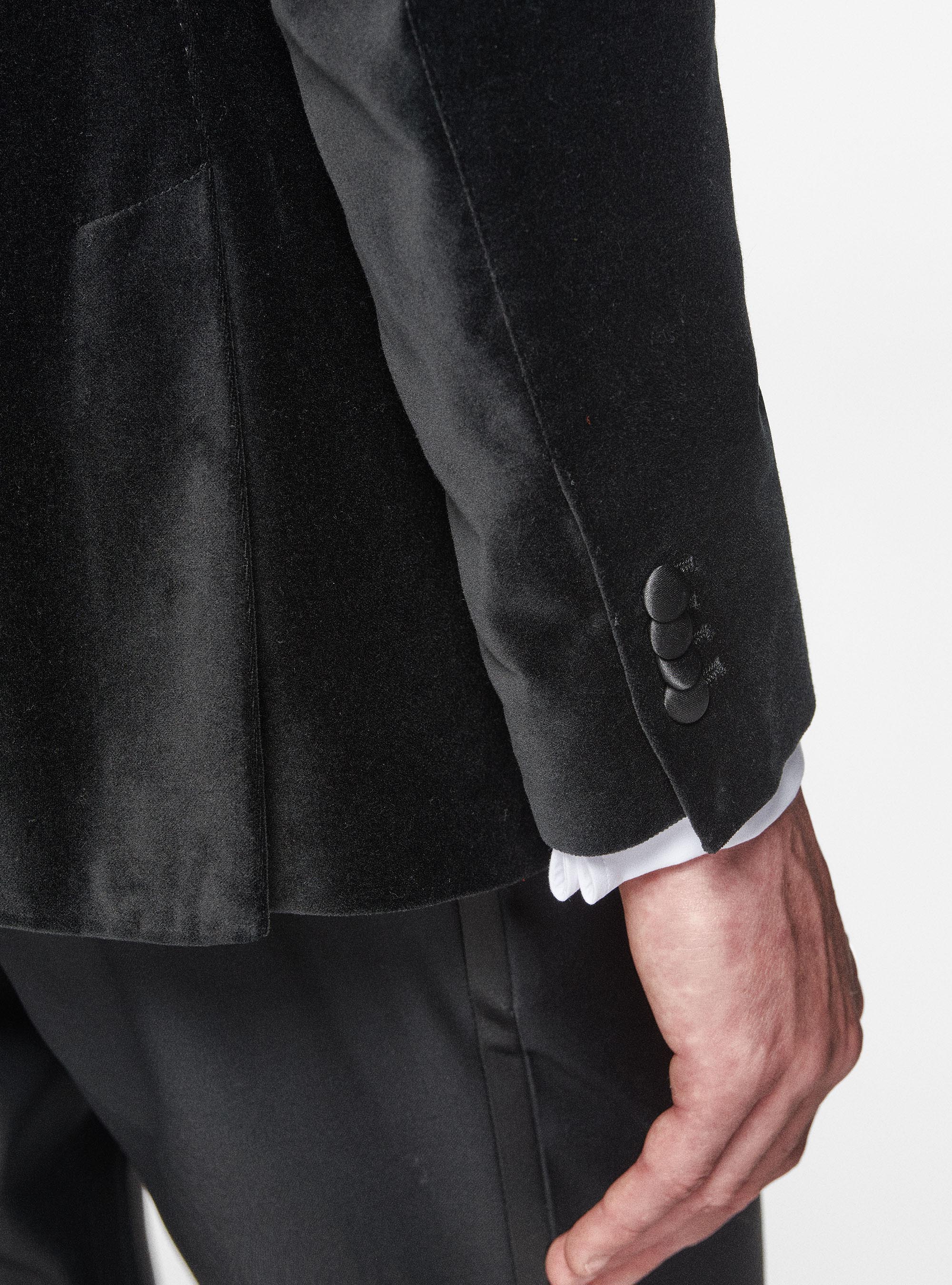 Smokingjacke aus glattem Samt, NERO 0100C