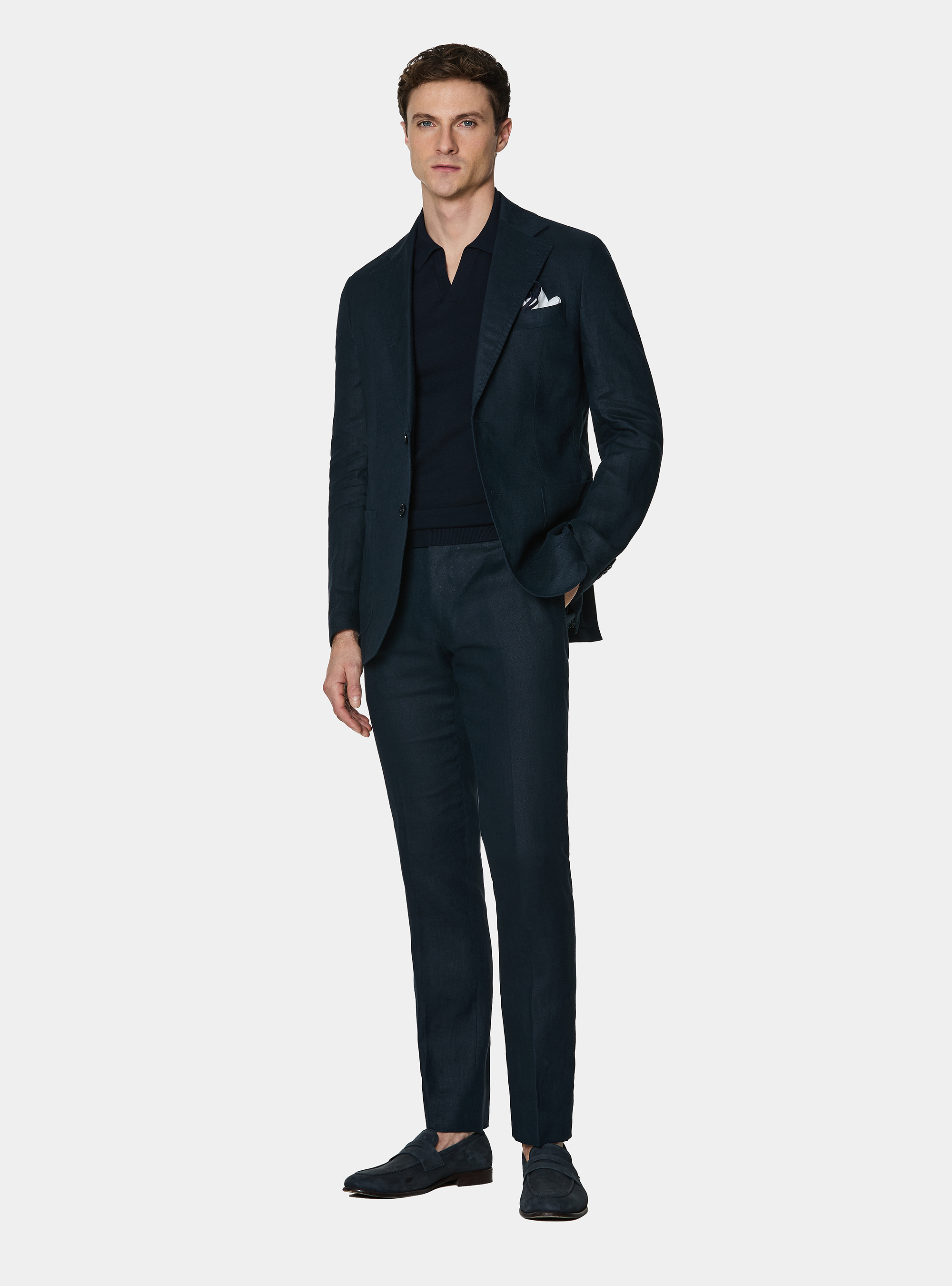 Giacca abito in puro lino, BLU NAVY