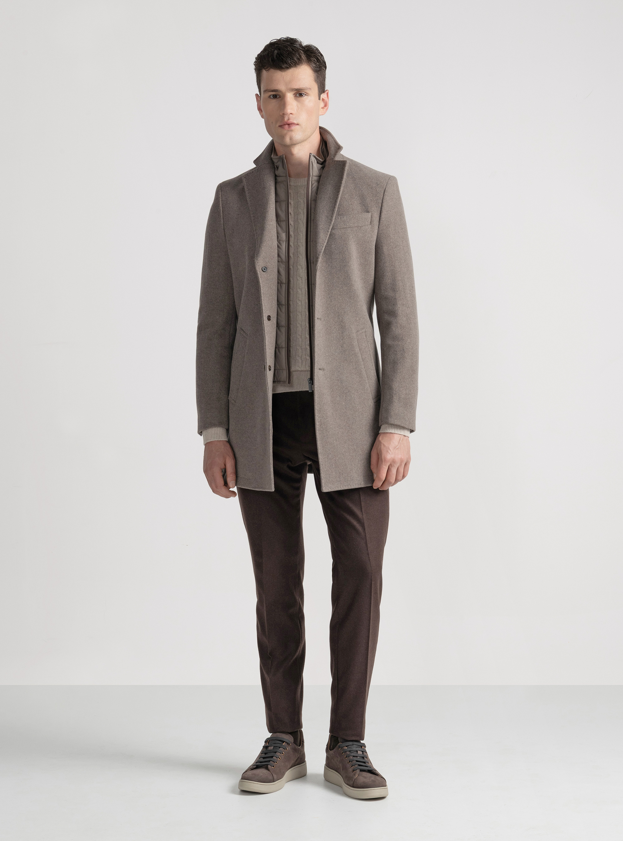 Wool-blend coat with bib, MUD