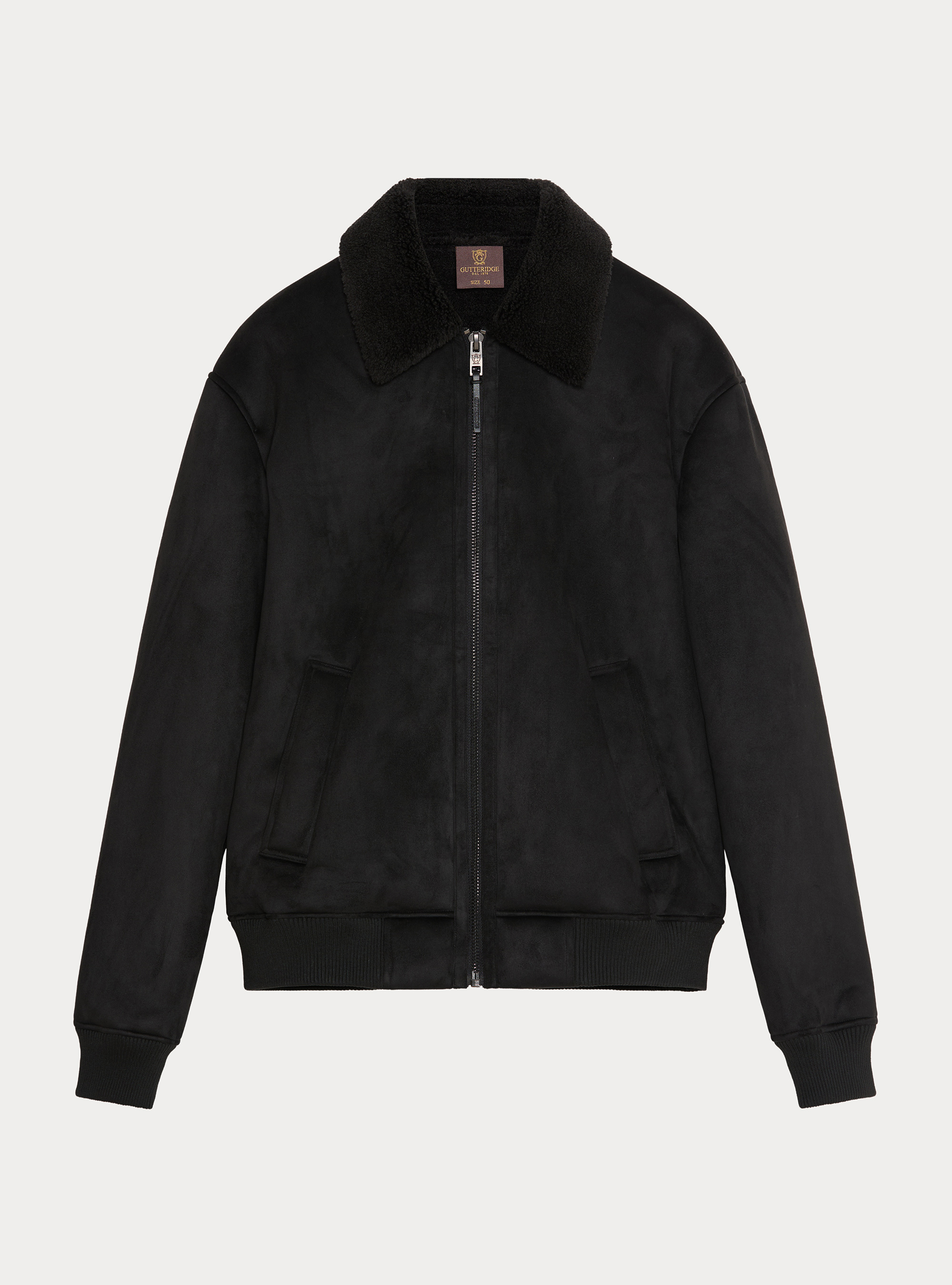 Suede-effect shearling, BLACK