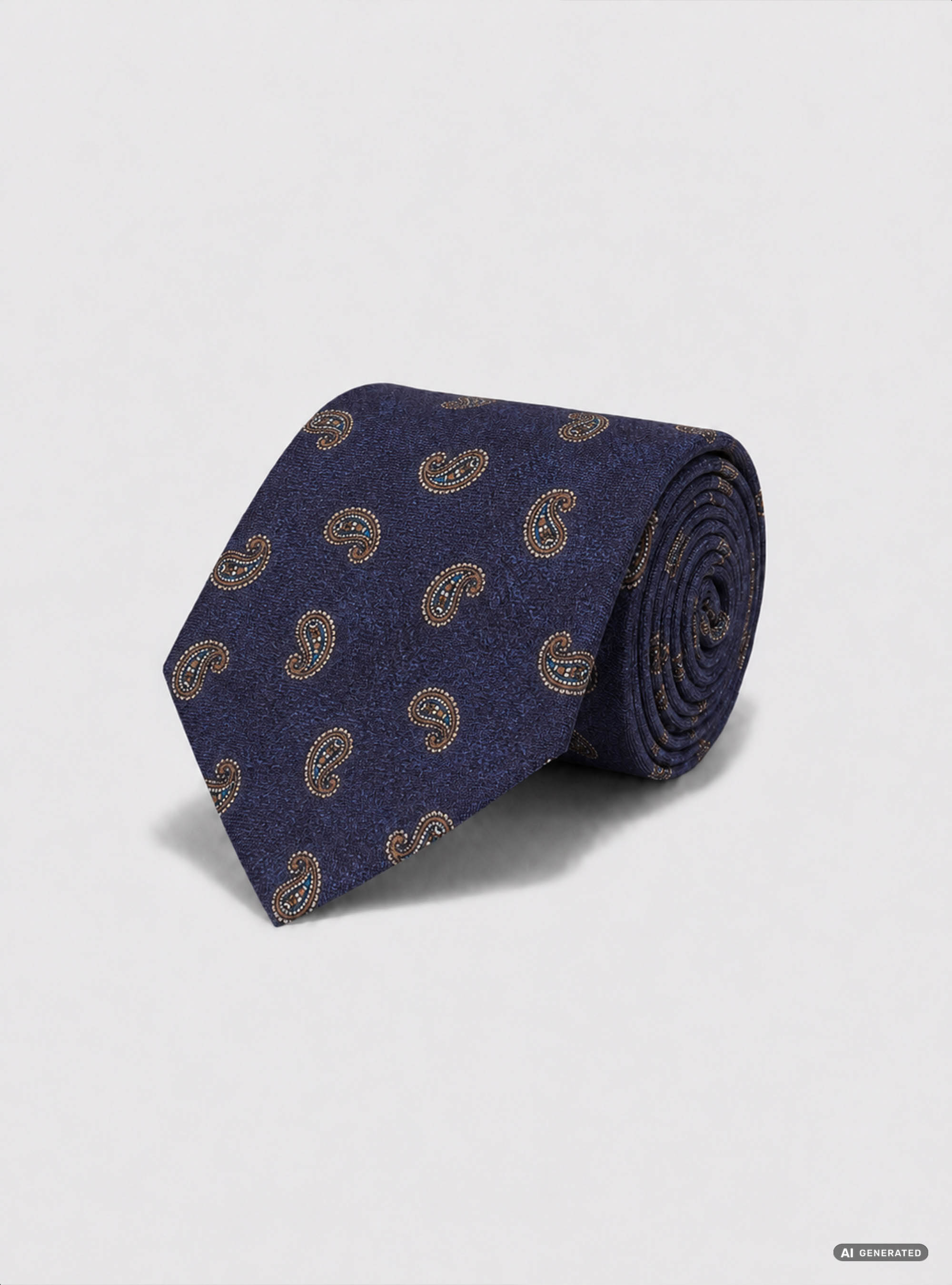 Cravatta in lana stampata fantasia paisley, BLU NAVY