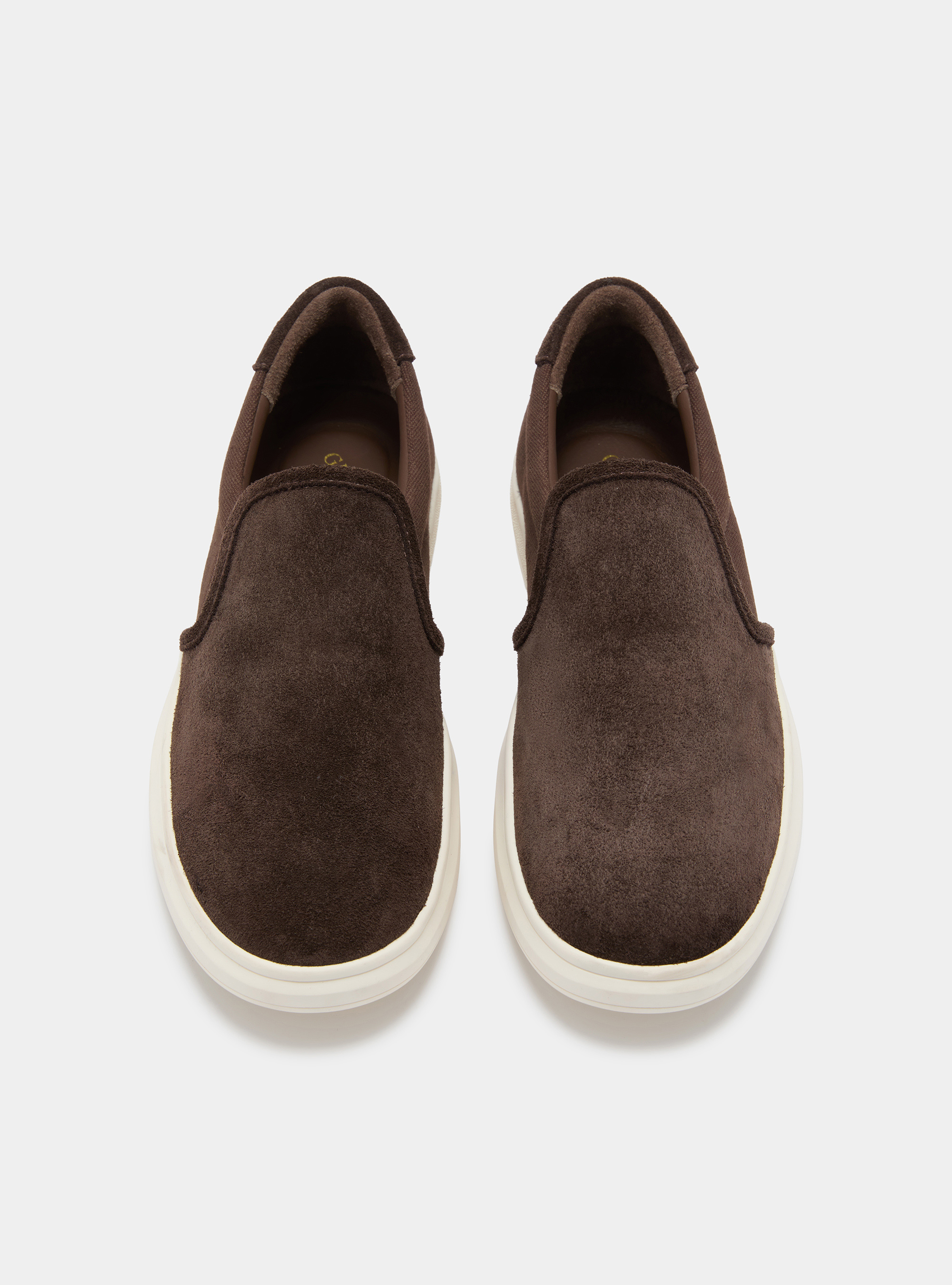 Slip on in suede e canvas, MARRONE