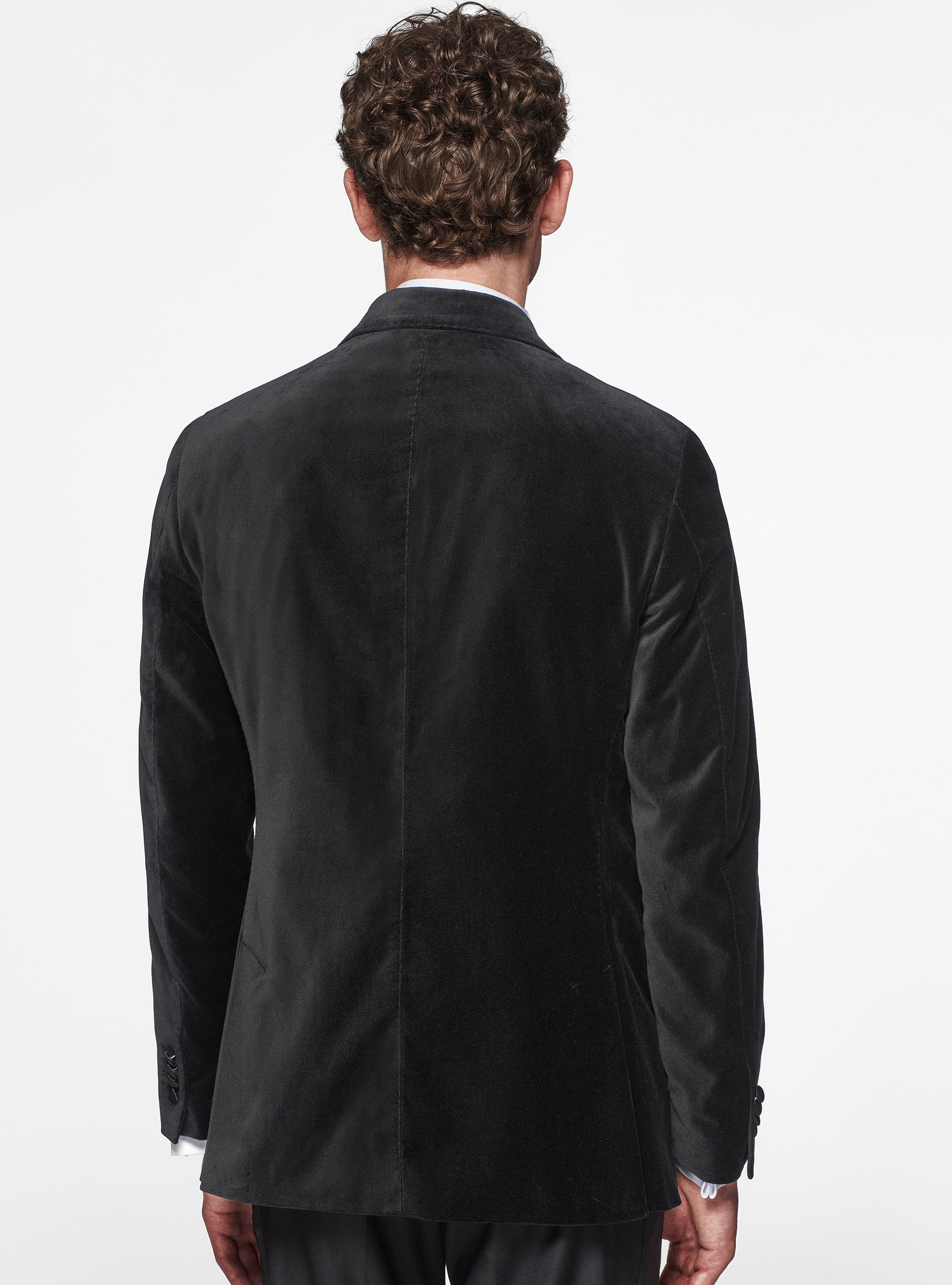 Smokingjacke aus glattem Samt, NERO 0100C