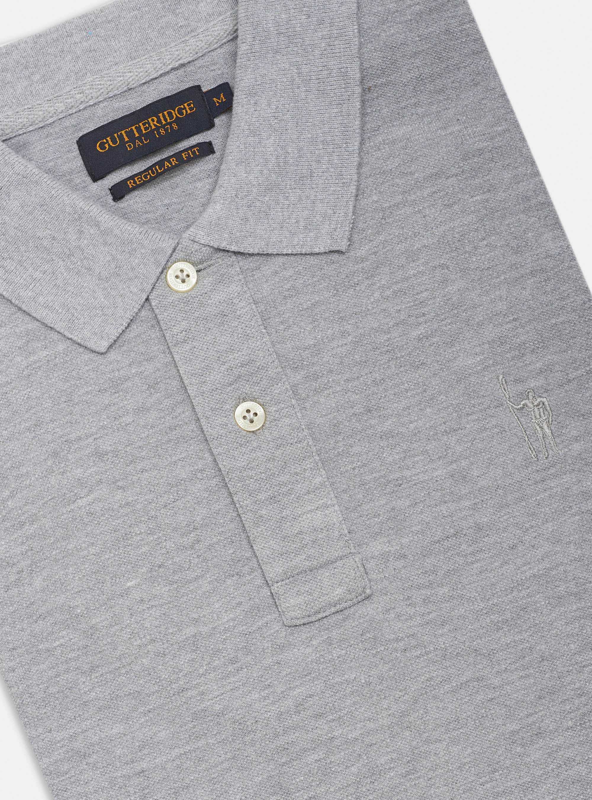 Polo classica con ricamo, GRIGIO CHIARO