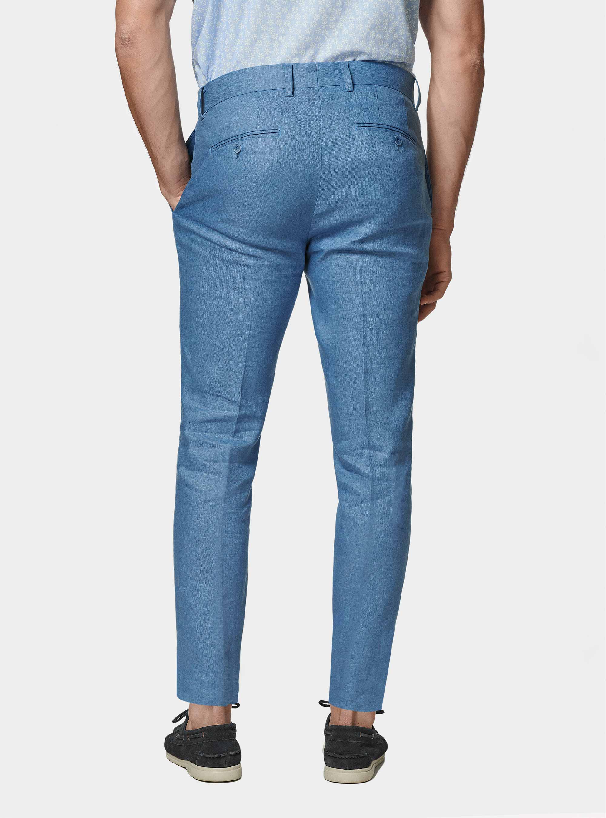 Pure linen suit trousers, AZZURRO POLVERE 0283C