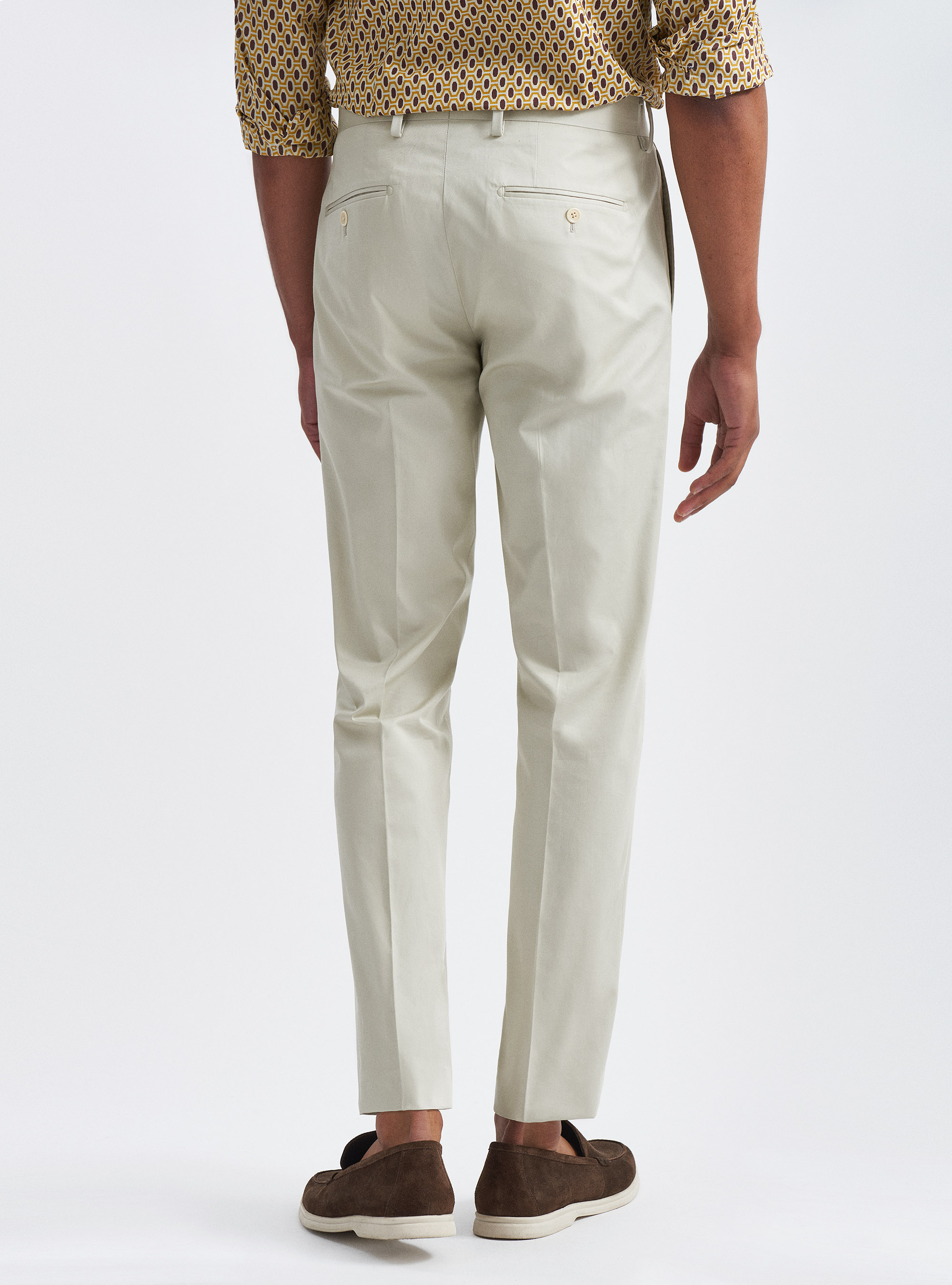 Pantaloni per abito in puro cotone, ECRU
