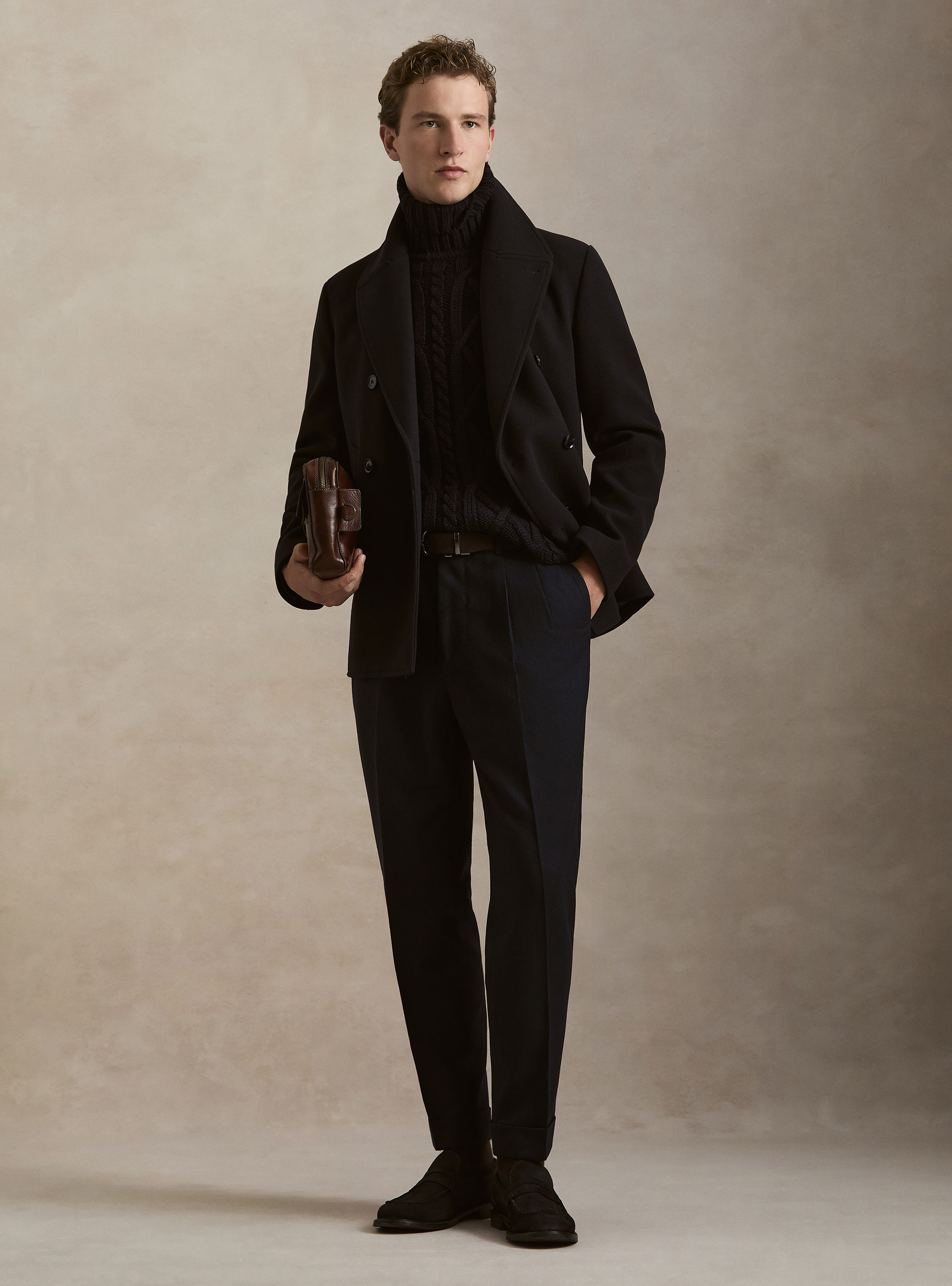 Solid color peacoat, NAVY BLUE