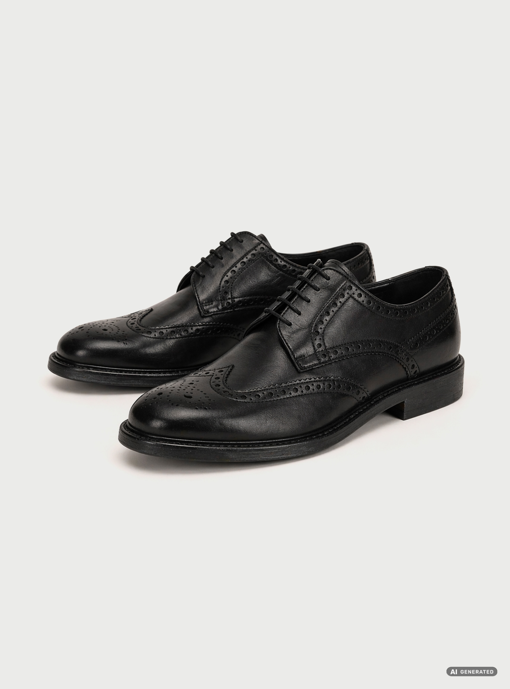 Textured Leather Lace-Up Derby Shoes, BLACK