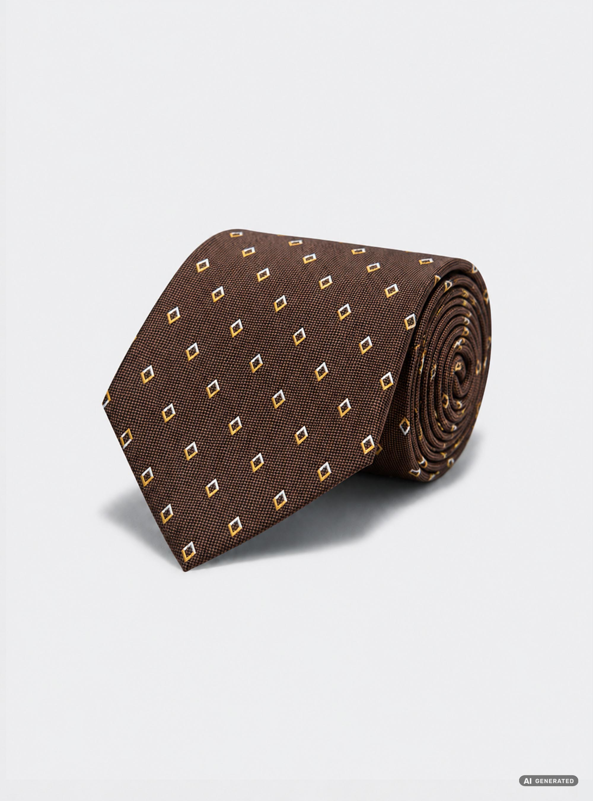 Jacquard silk tie with micro diamond pattern, BROWN