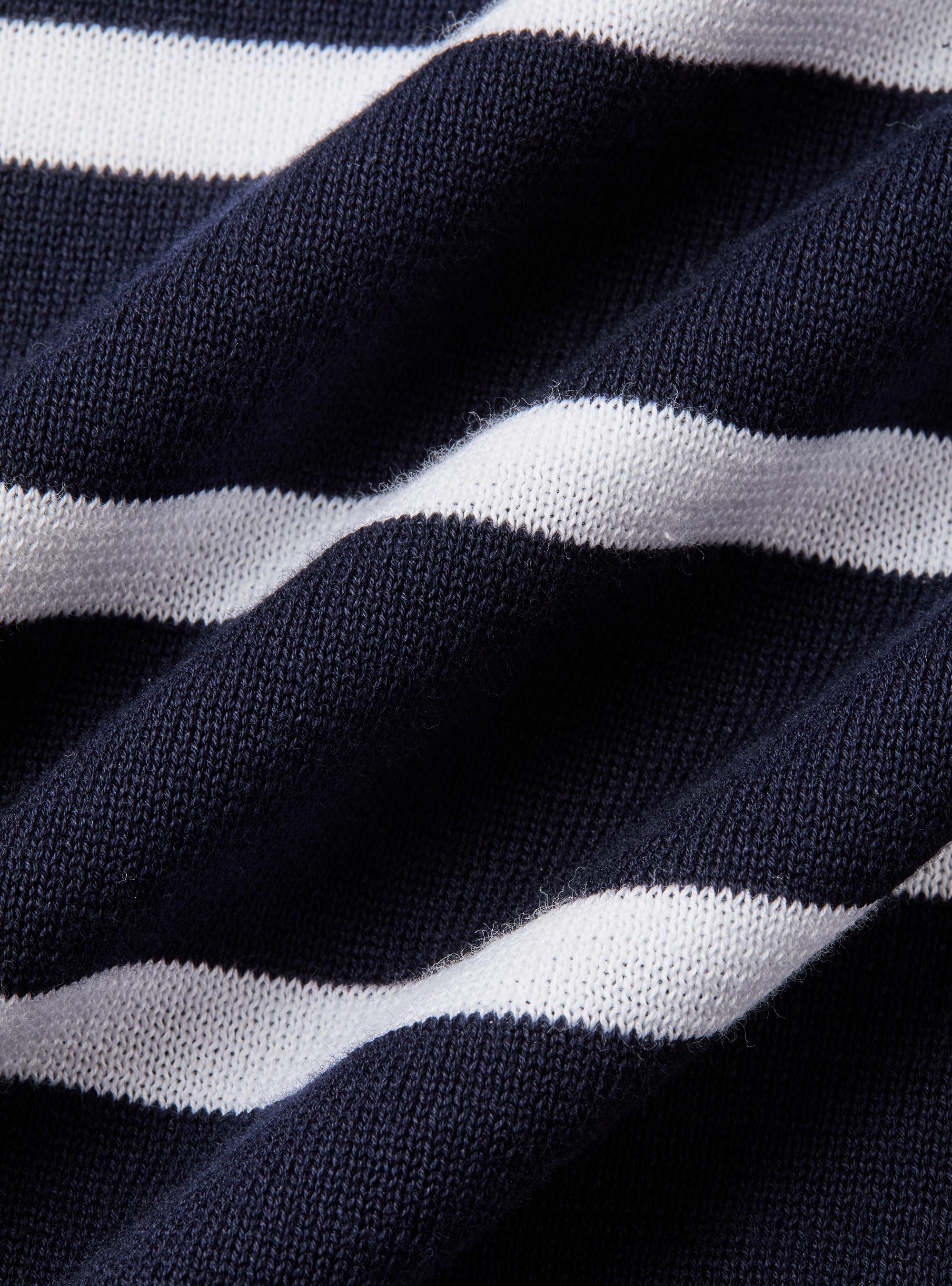 Maglia girocollo in cotone extrafine rigato, BLU NAVY
