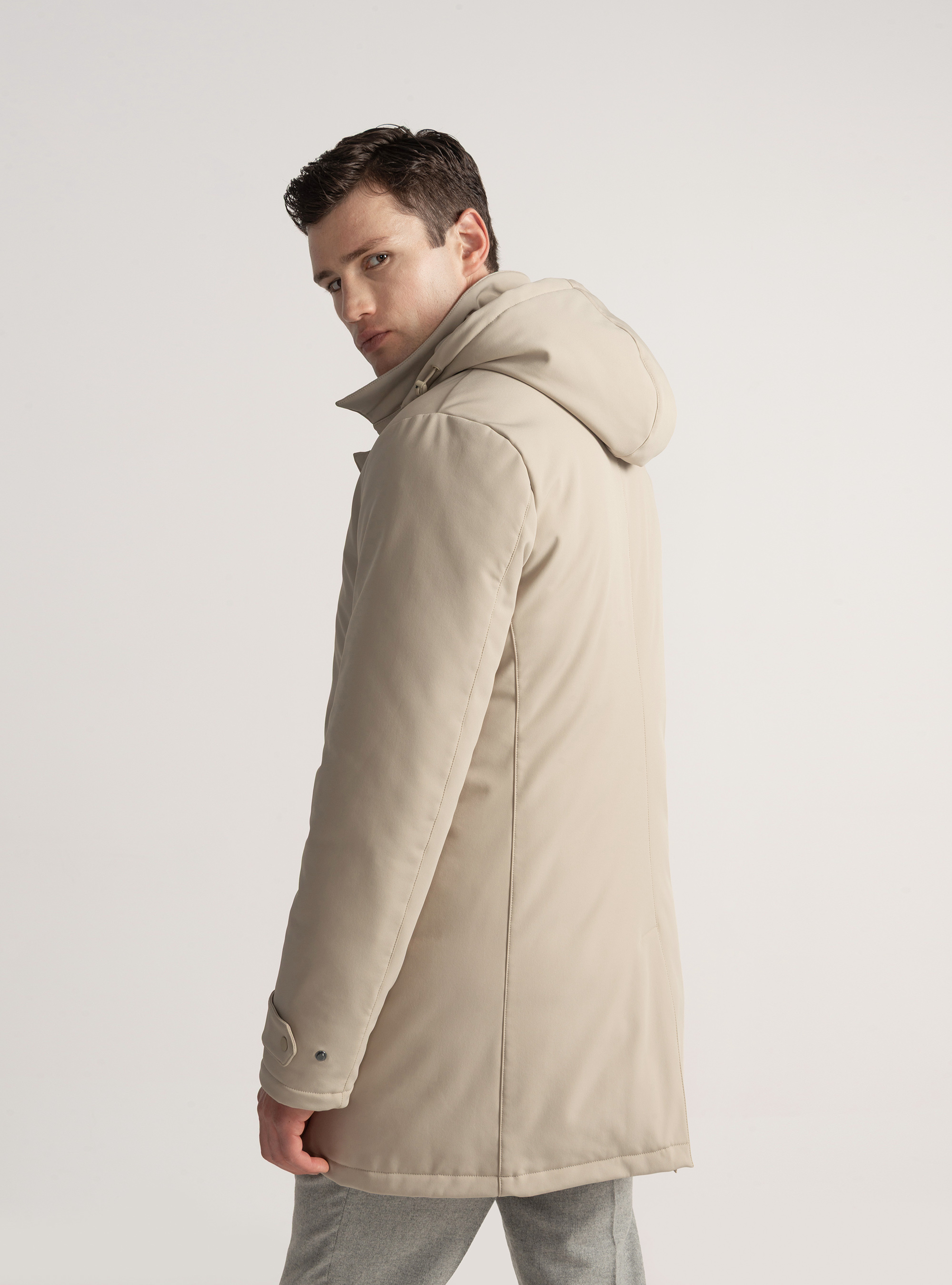Technical parka with recycled padding, SAND