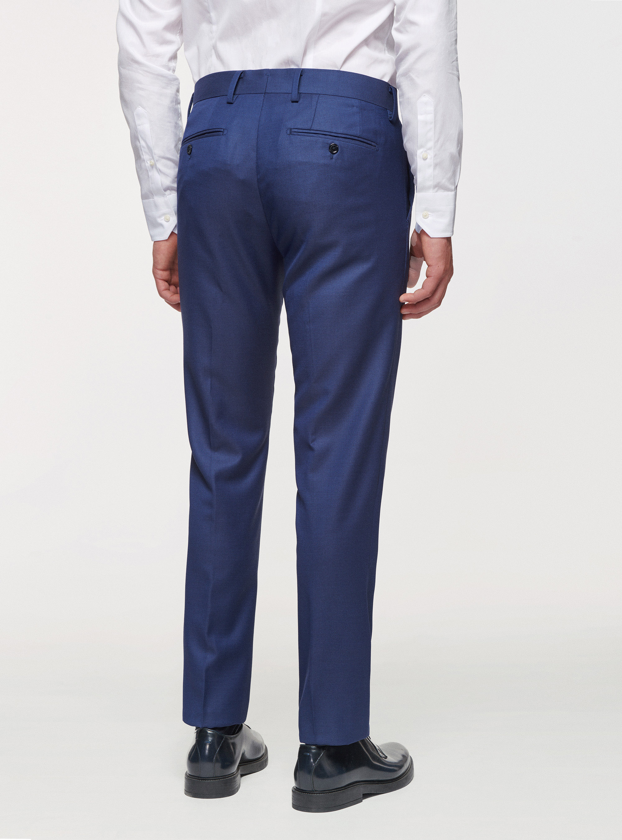 Pantaloni occhio di pernice in pura lana, BLU