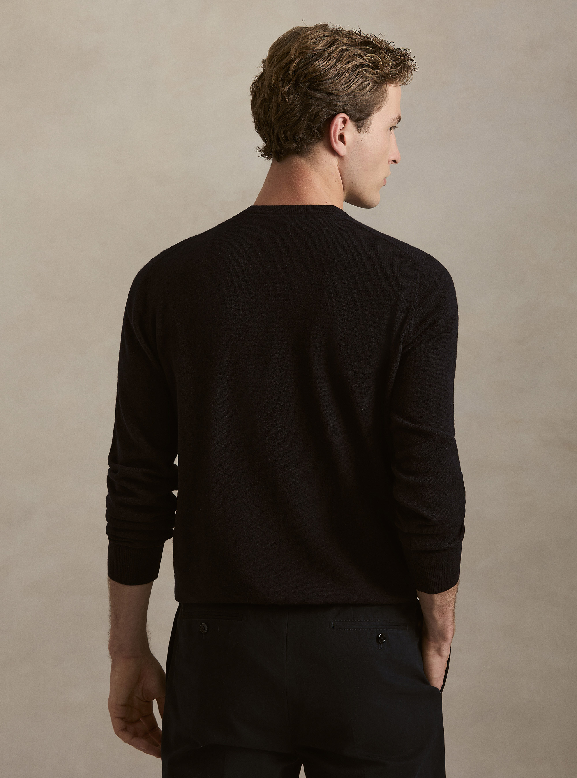 Pull col rond en 100% cachemire, BLEU MARINE