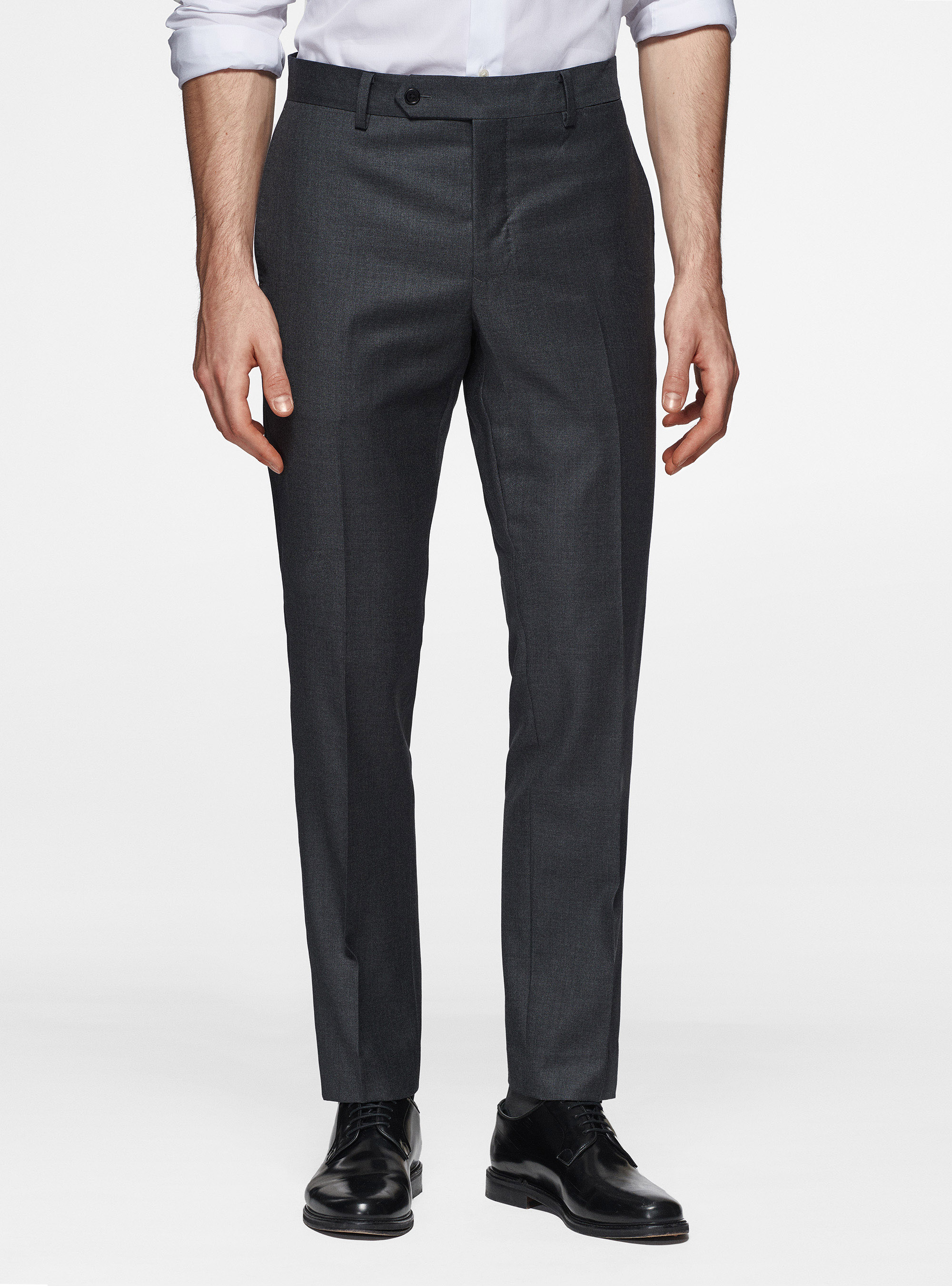 Trousers in pure 110's superfine wool, ASPHALT GREY
