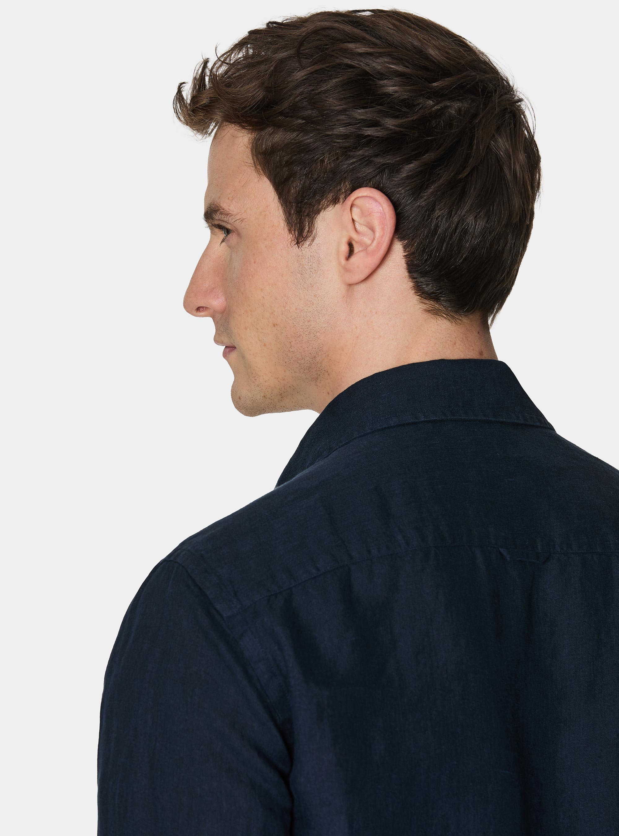 Camisa de lino puro, AZUL MARINO