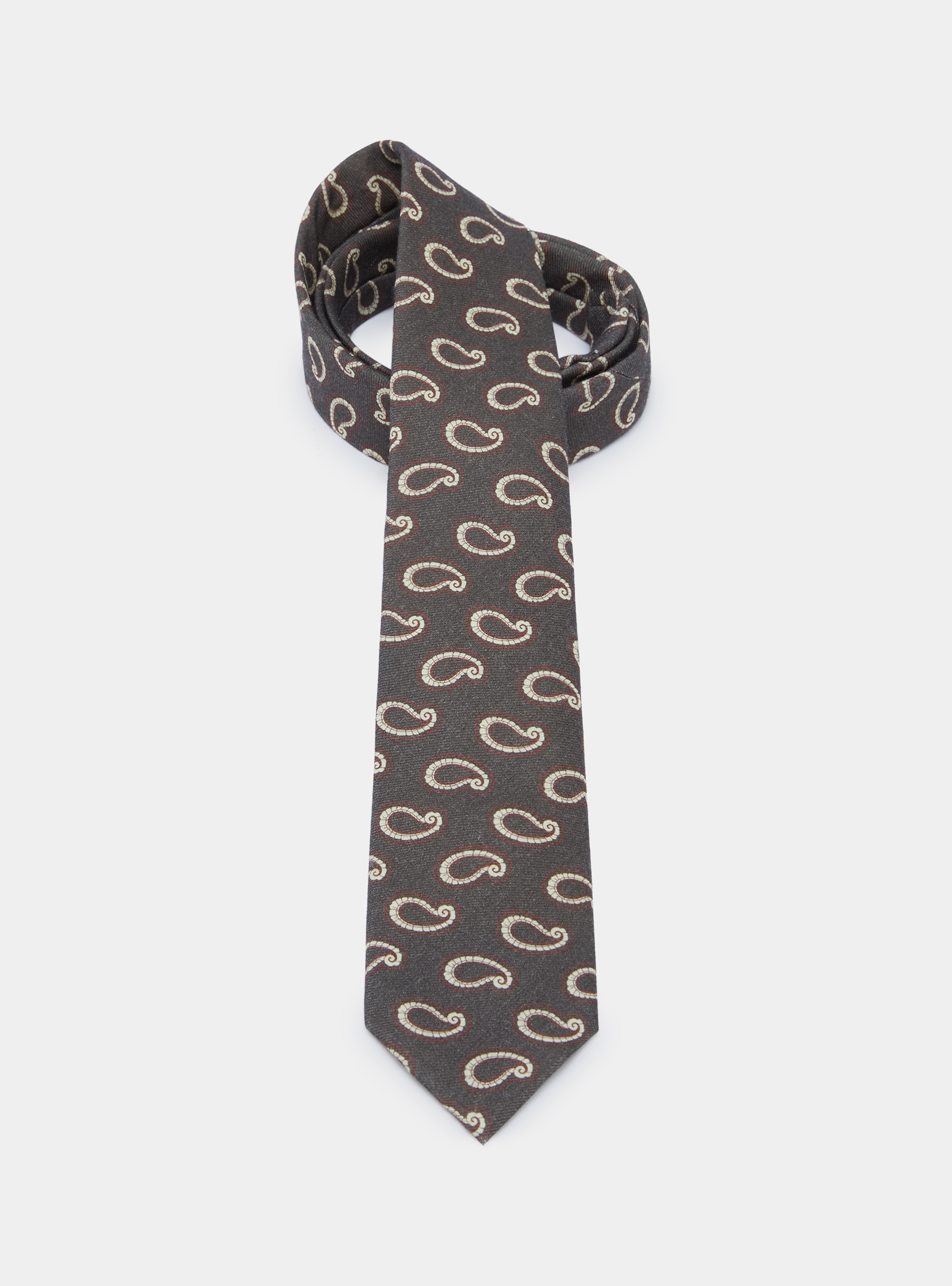 Patterned wool tie, GREEN
