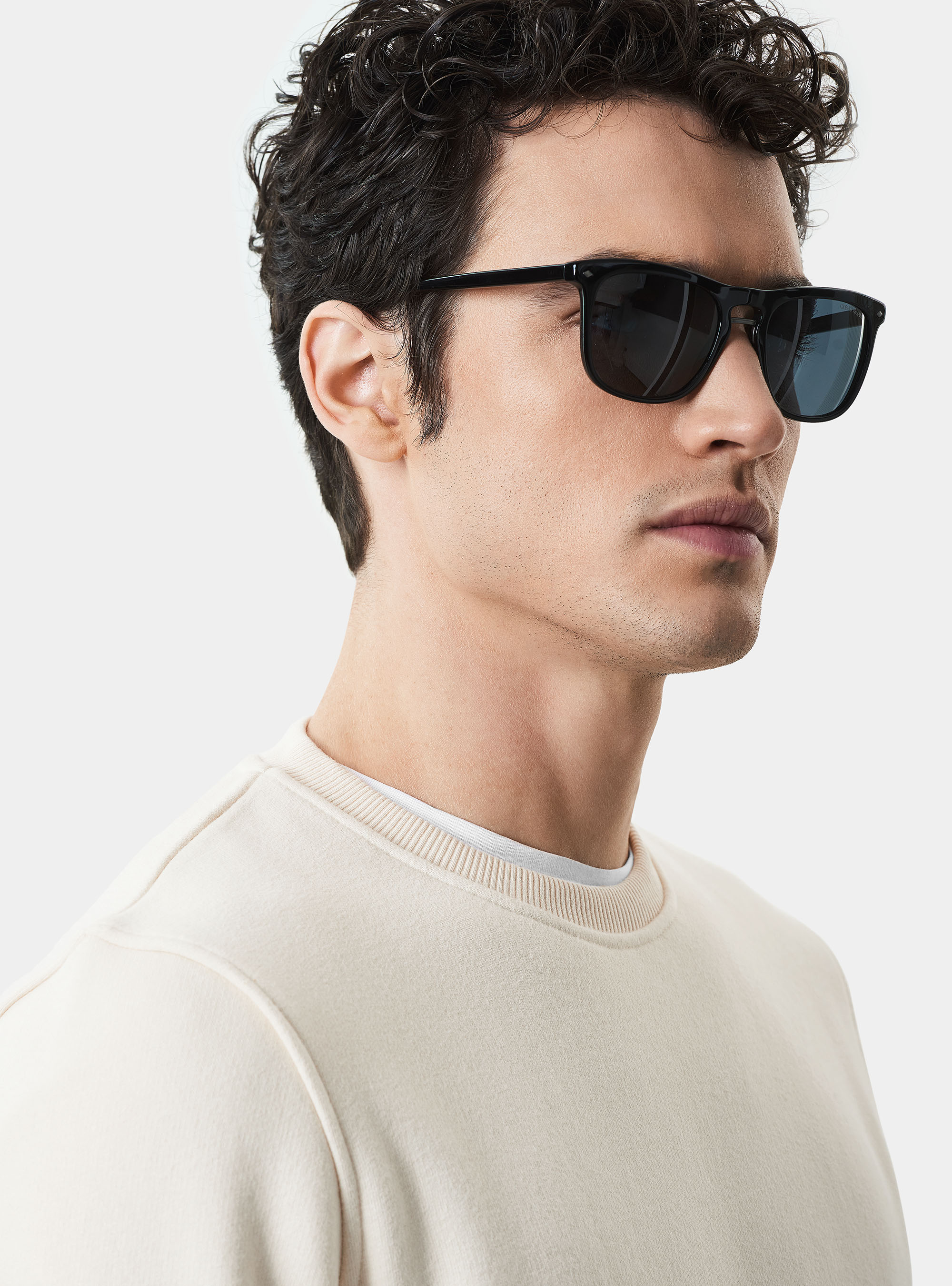 Cotton blend crew neck sweatshirt, OFF-WHITE