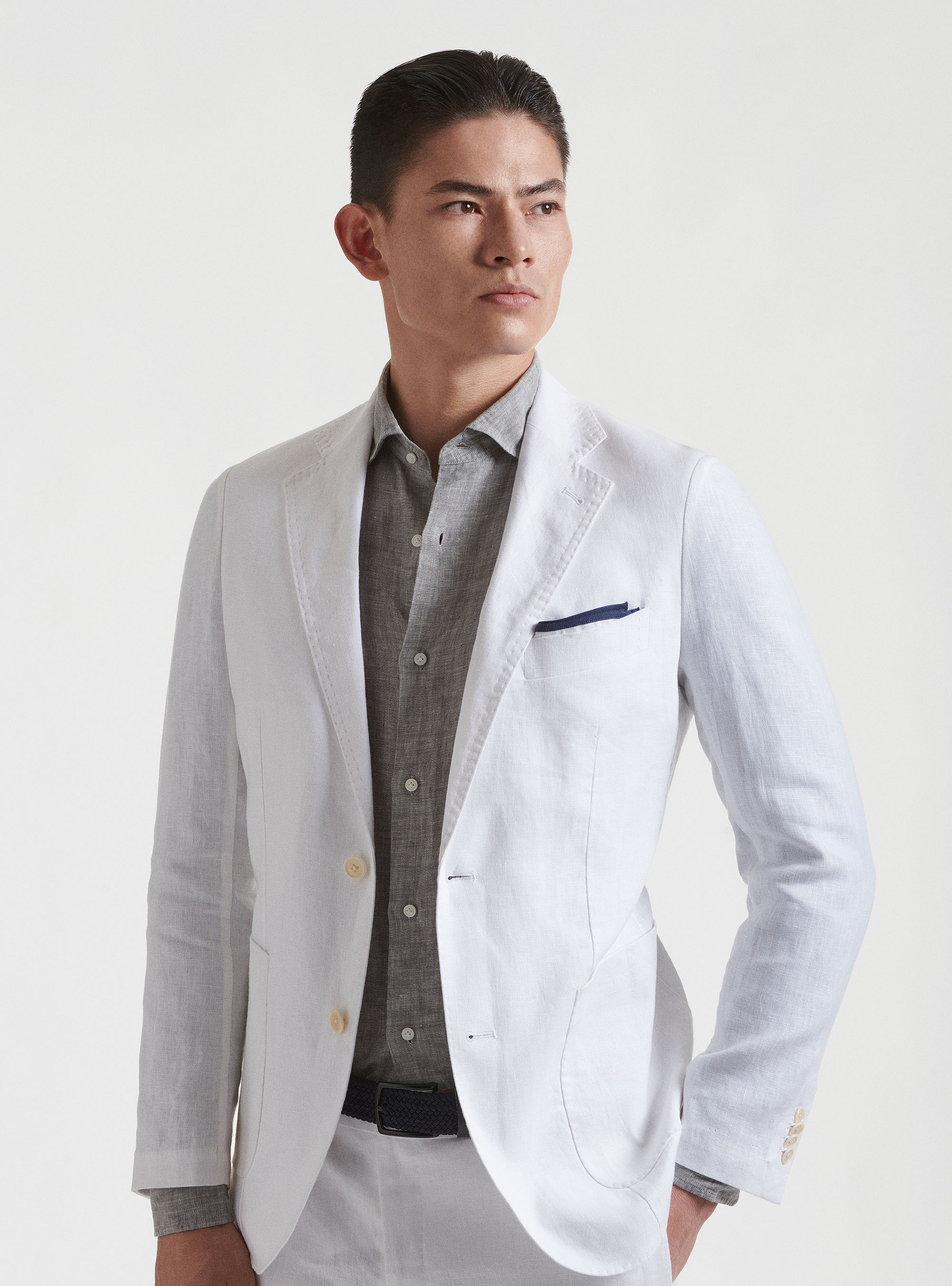 Anzugjacke aus reinem Leinen, BIANCO 0099C